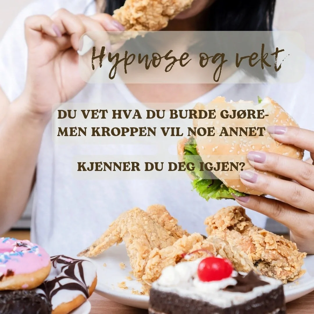 Det kan v&aelig;re s&aring; utrolig vanskelig &aring; ta de gode valgene n&aring;r du kjenner kroppen skrike etter det motsatte. Med hypnose f&aring;r vi til en kommunikasjon mellom det du logisk vet og de valgene du &oslash;nsker &aring; ta og den d