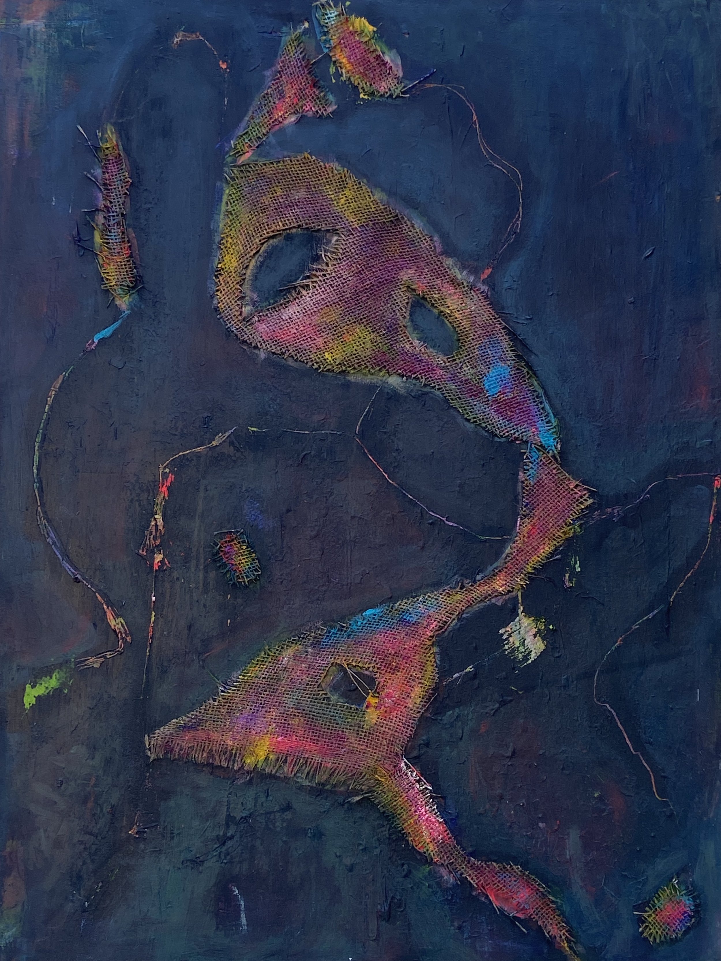 let’s take off our mask, 2023
mixed flax technics on linen
60 cm x 80 cm