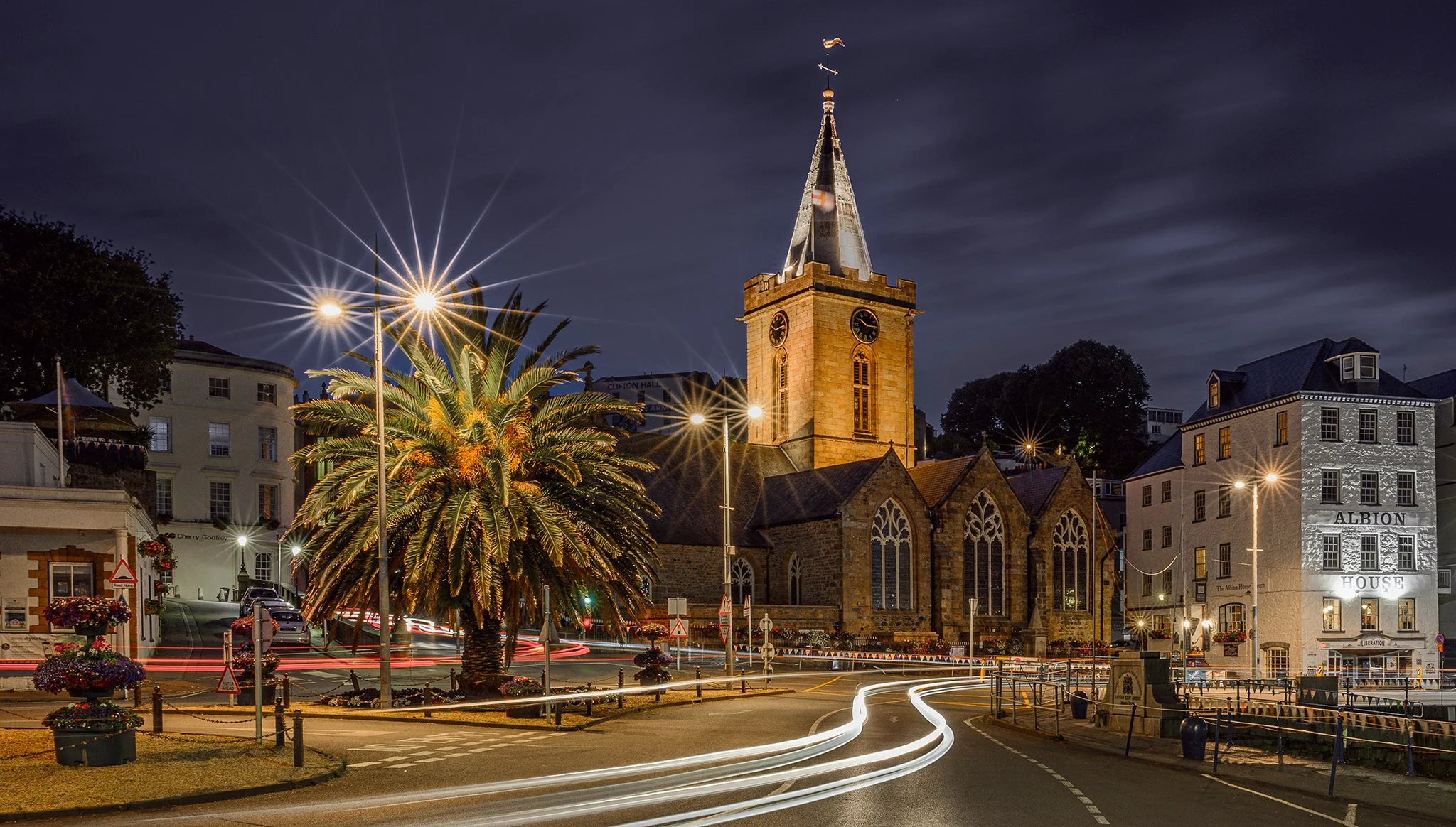Town Church Light-trails