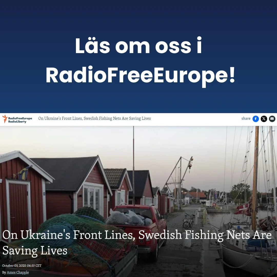Omskrivna i RadioFreeEurope - l&auml;s nu!

Fr&aring;n &Ouml;stersj&ouml;ns kalla vatten till skydd mot ryska dr&ouml;nare; hundratusentals meter n&auml;t, donerade av svenska fiskare, anv&auml;nds nu f&ouml;r att r&auml;dda liv. Om detta skriver Rad