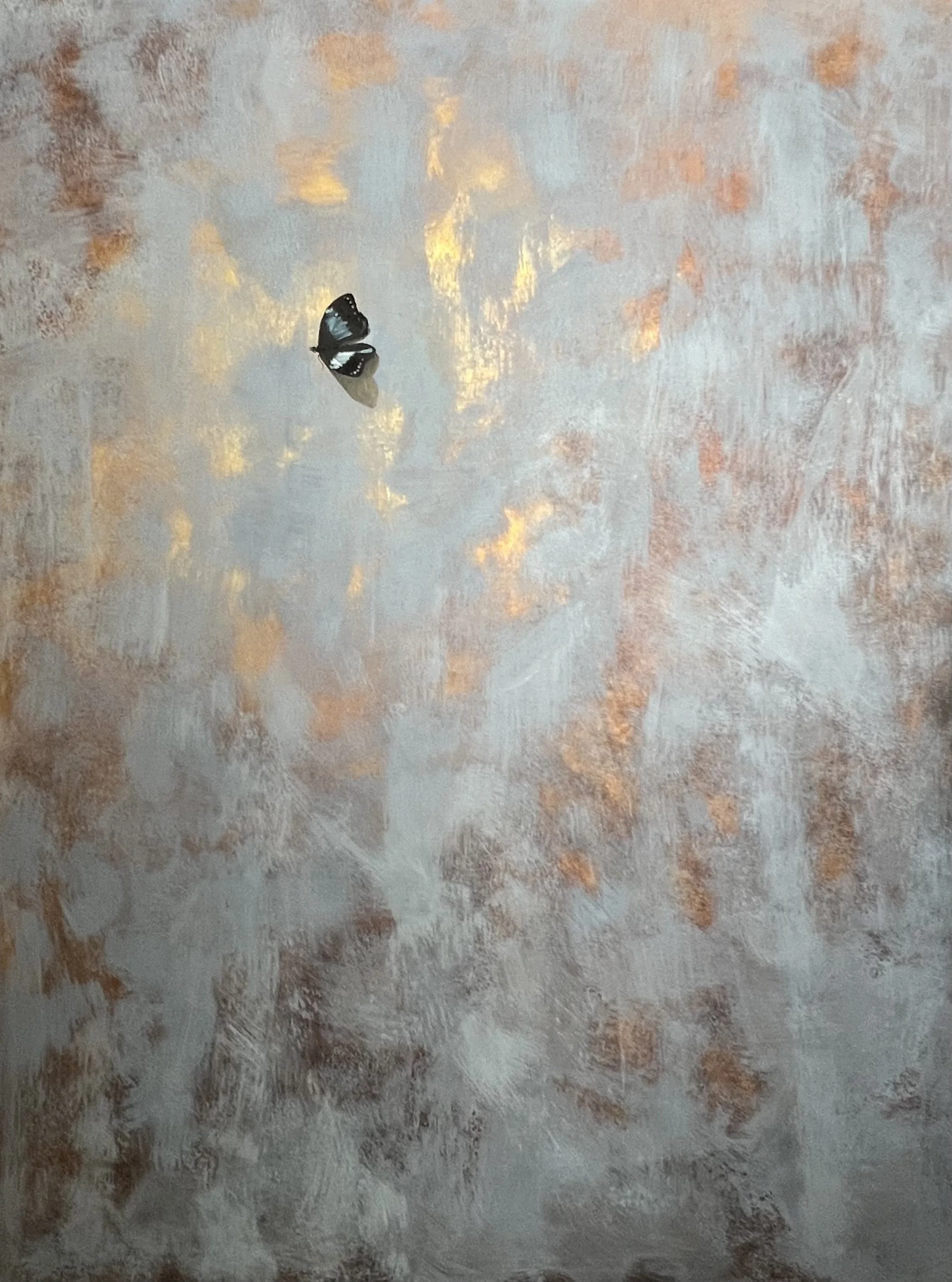 "Waiting for the Fog to Lift" | Acrylic, oil, and gold leaf on birch panel | 48 ⨉ 36 ⨉ 2 inches