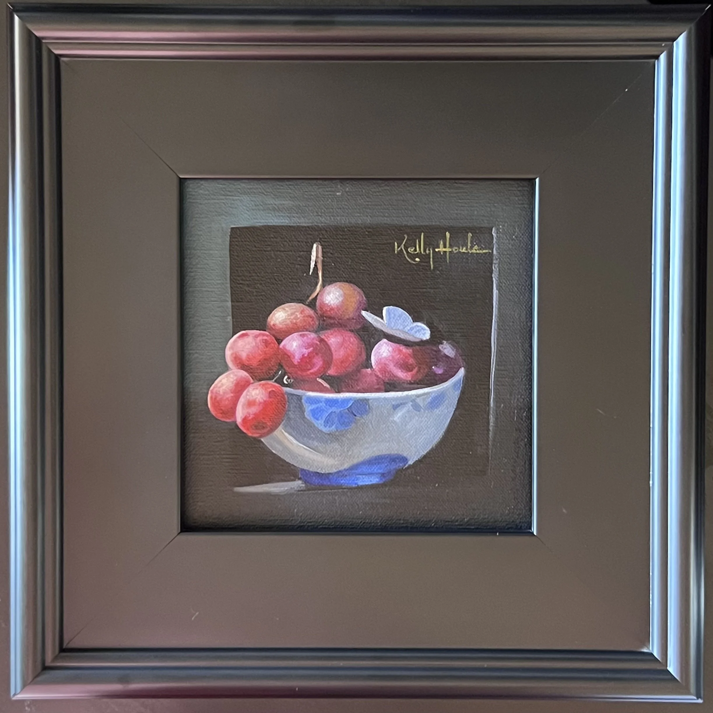 Grapes in a Blue Crystal Bowl