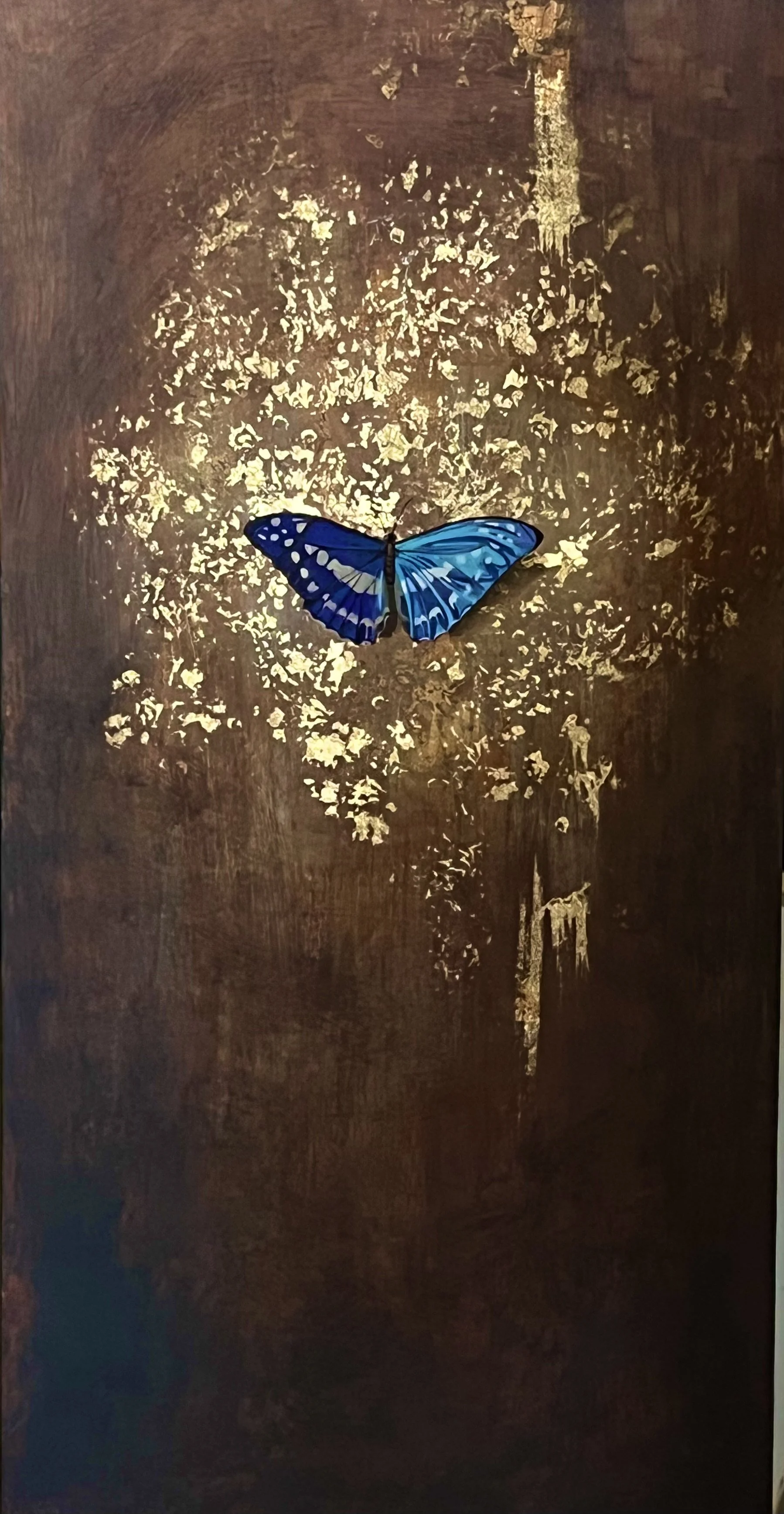 "Disco Nap" | Acrylic, oil, and gold leaf on birch panel | 24 ⨉ 12 ⨉ 1/2 inches