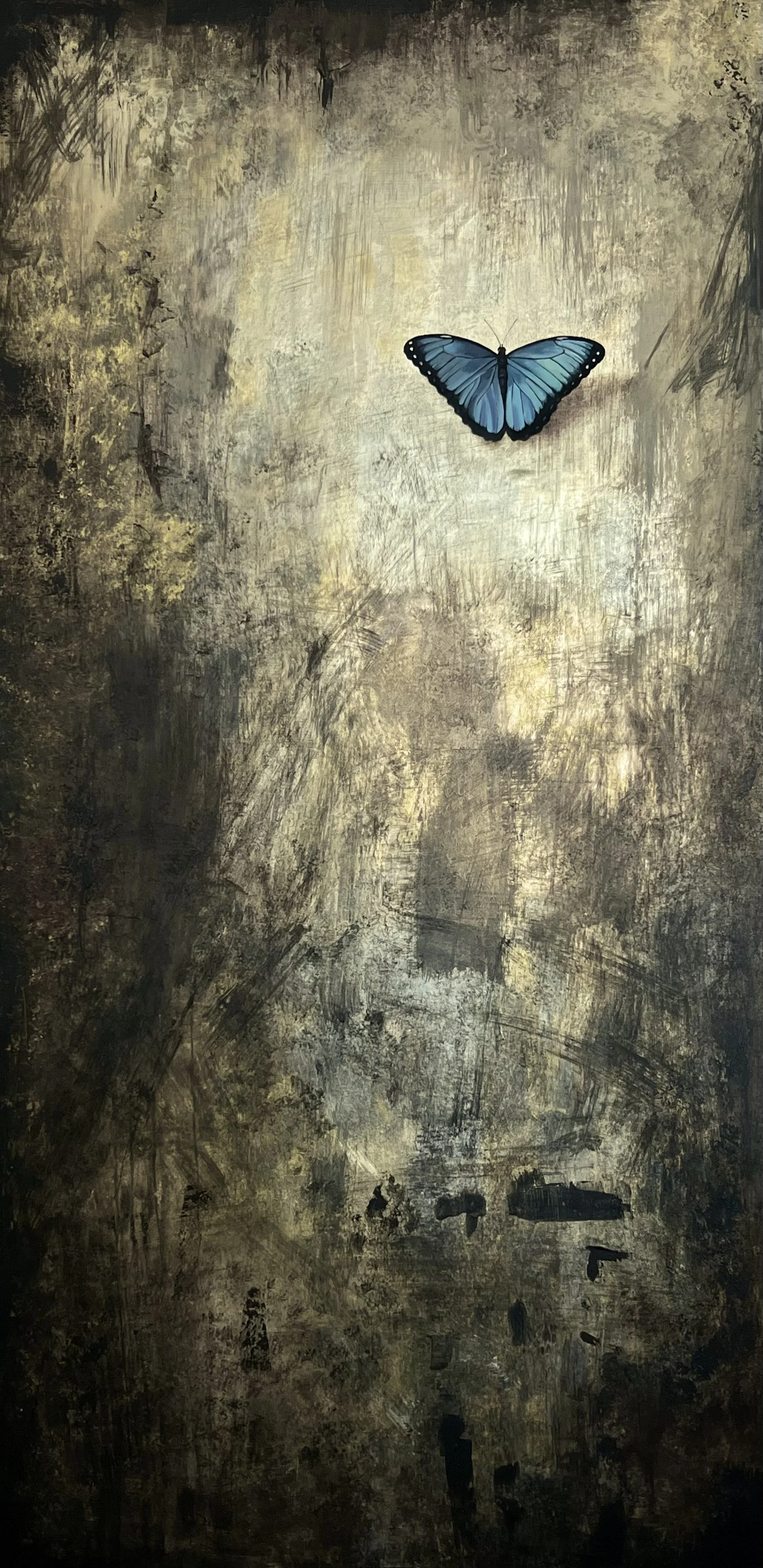 "Blue Morpho on Black and Gold" (detail)