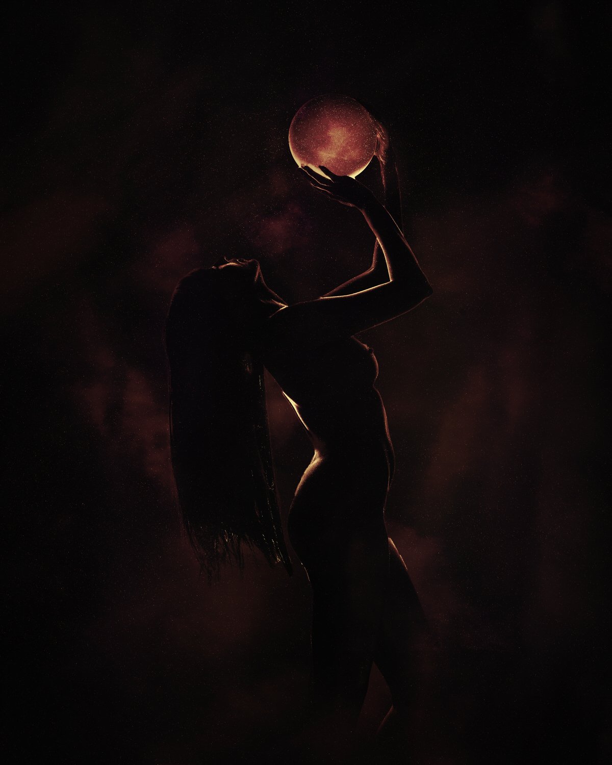 Maggie Space Stars Red with White Sphere Pose Three.jpg