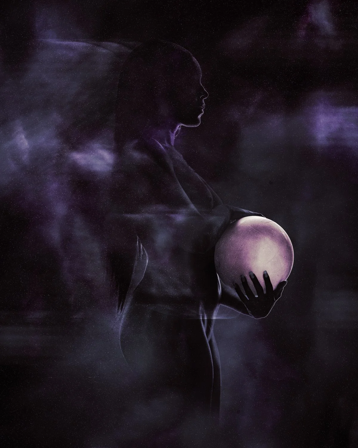 Maggie Space Stars Purple Ghost with White Sphere Pose Four.jpg