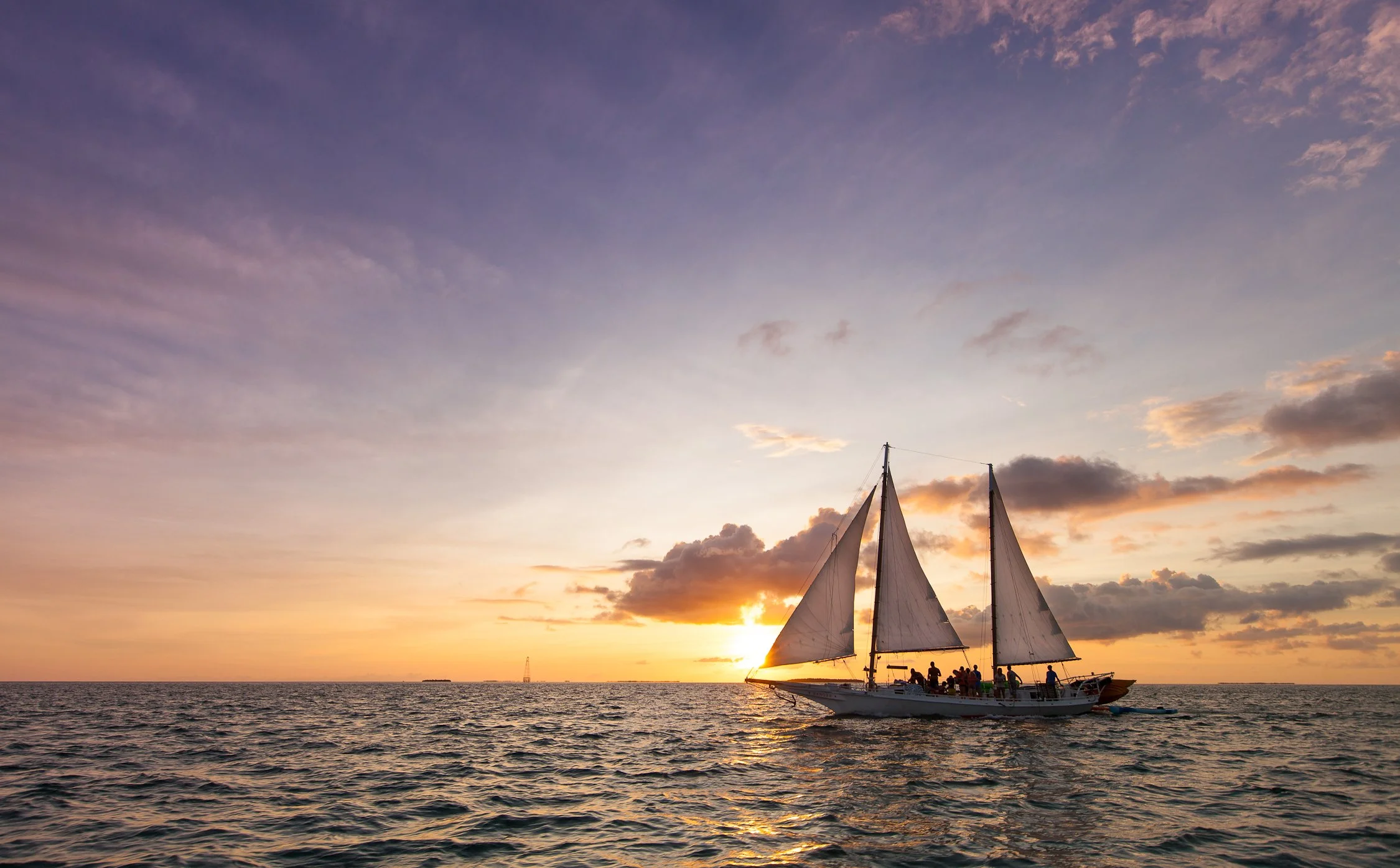 Sunset cruise on a sailboat