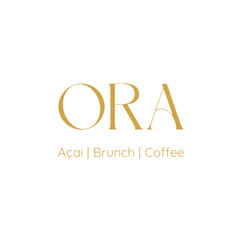 Logo with the word 'ORA' in gold letters, and 'Açaí | Brunch | Coffee' written below on a black background. The logo of one of Allium Marketing's restaurant content clients.