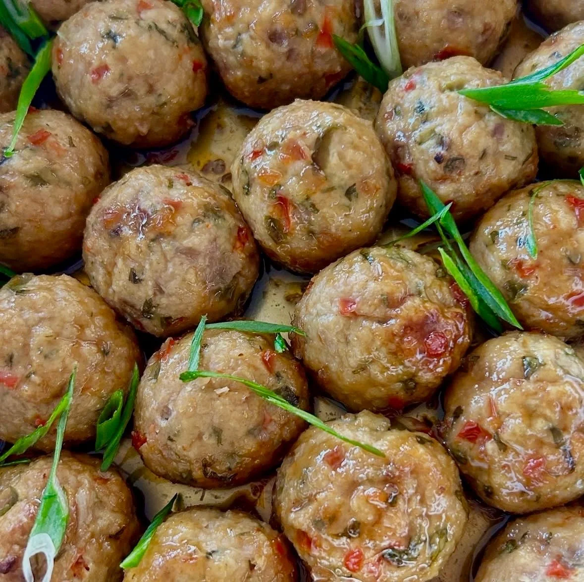thai chicken meatballs with green onion