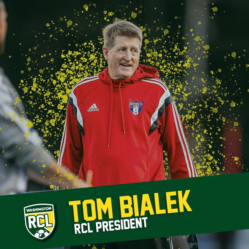 We'd like to congratulate Tom Bialek on being voted in as our new RCL President ⚽  We'd also like to thank Jimmy McAlister for all his years of hard work with the RCL! Here's to a bright future for the league 🙌

 #rclwashington #RCL #rclsoccer #socc