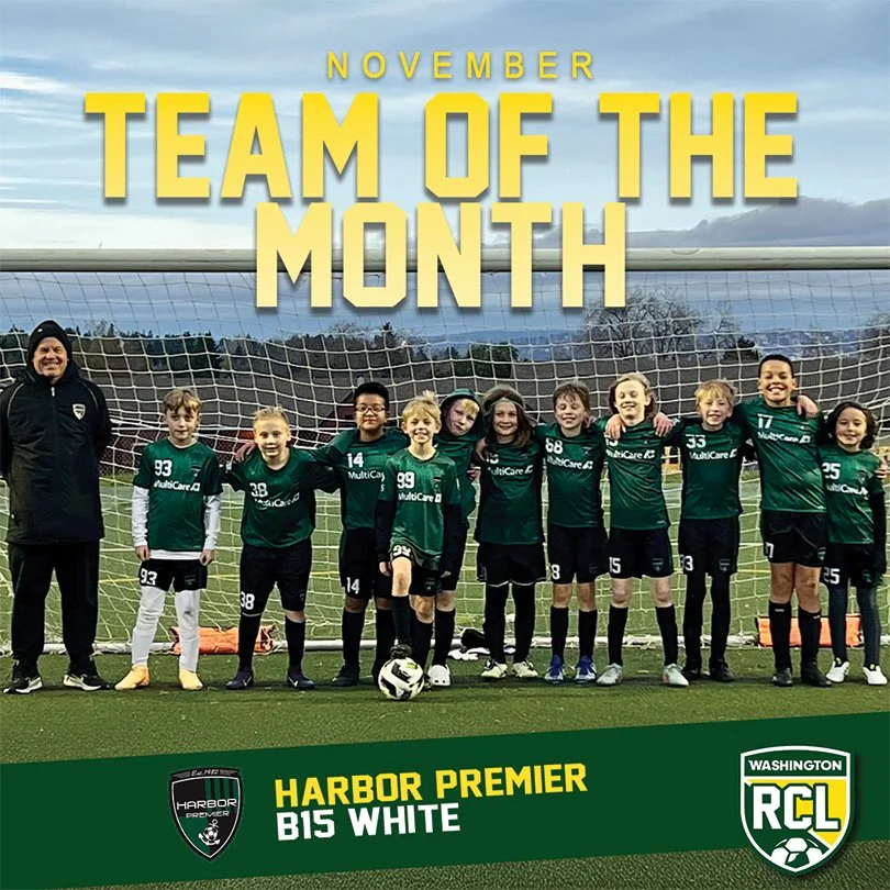 Join us in celebrating our RCL November Boys Team of the Month, Harbor Premier B15 White ⚽👏

 #rclwashington #RCL #rclsoccer #soccer #washingtonyouthsoccer #washingtonsoccer #boyssoccer #teamofthemonth