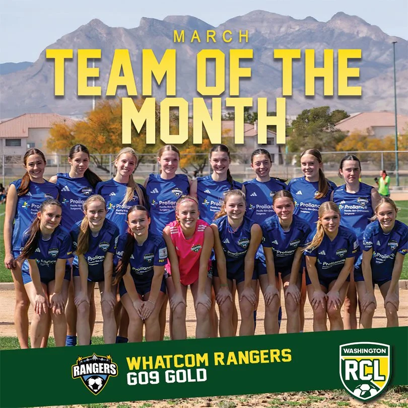 Huge shoutout to our RCL March Girls Team of the Month, Whatcom Rangers G09 Gold ⚽👏

 #teamofthemonth #girlssoccer #soccerlife #rcl #rclwashington #rclsoccer