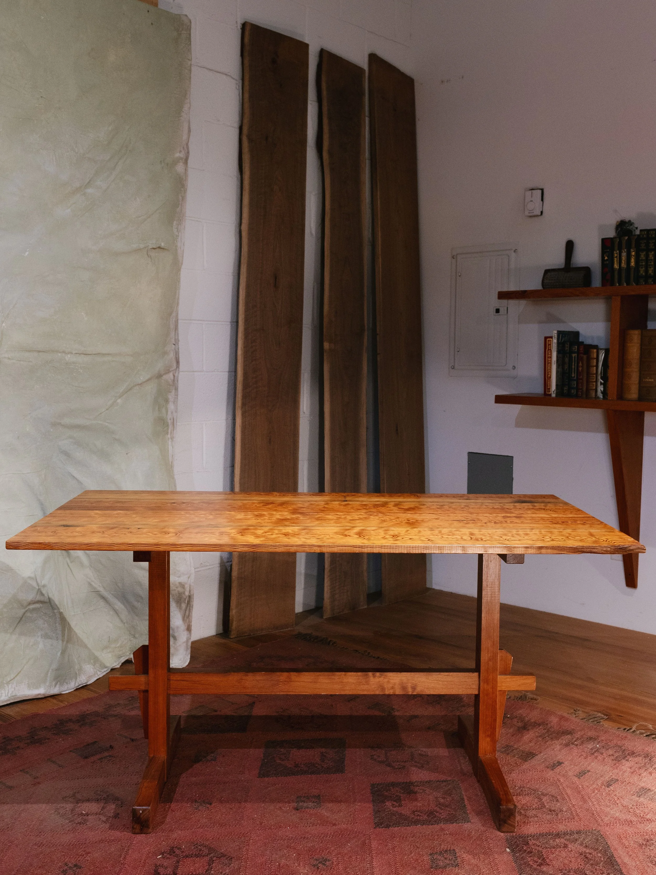 Solid reclaimed pine trestle desk 