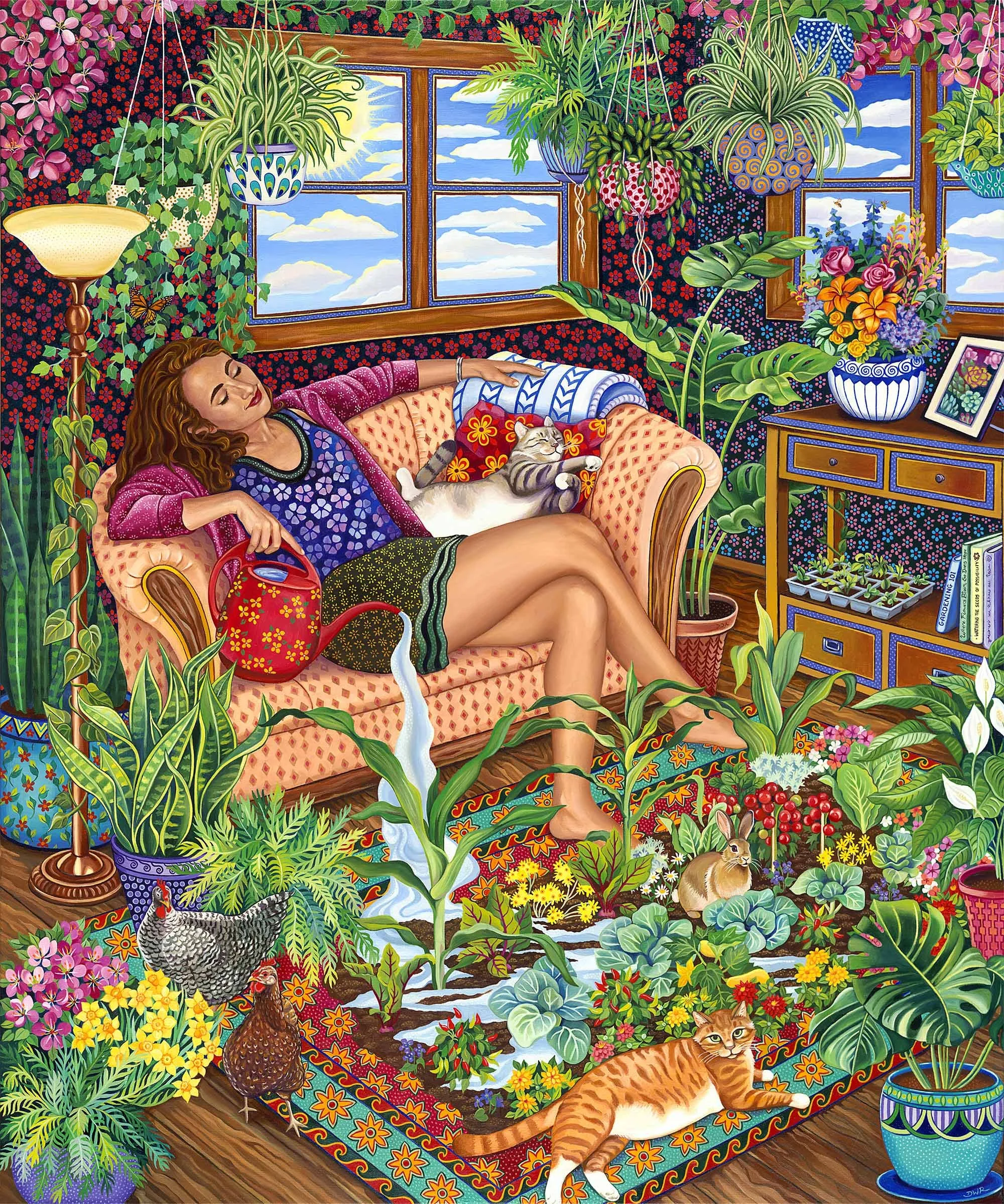 'Watering the Garden Within' 48" x 40" oil painting