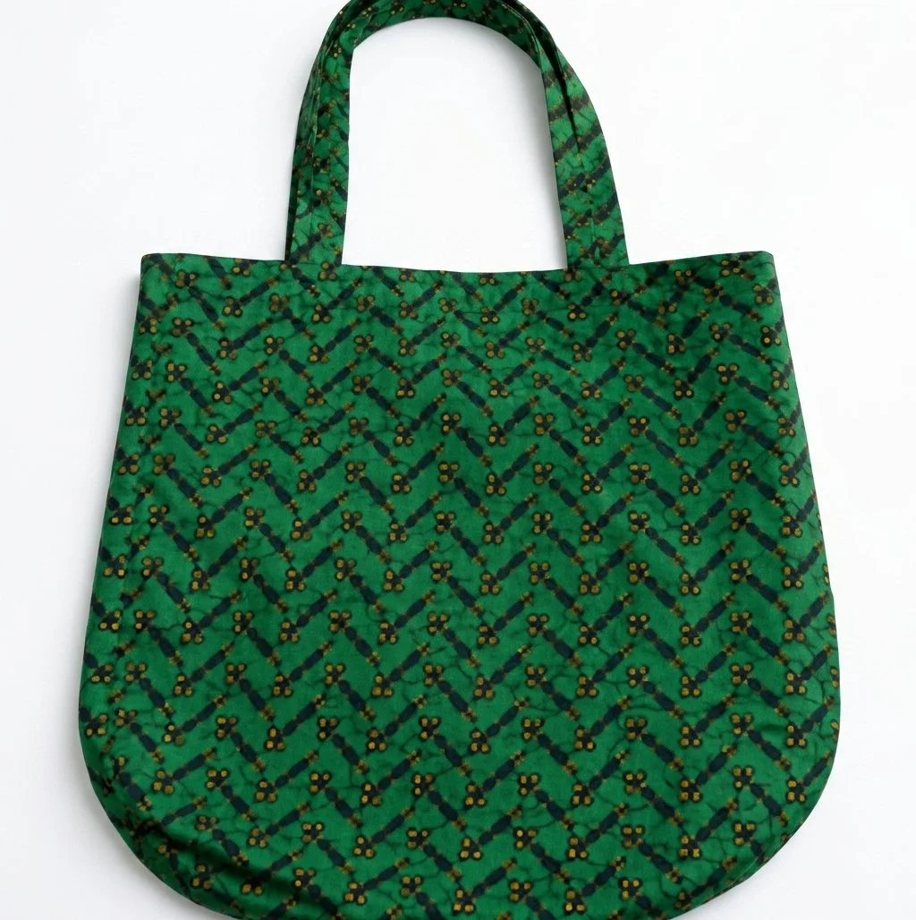 African Print Everyday Tote (Emerald Chevron) fl.jfif
