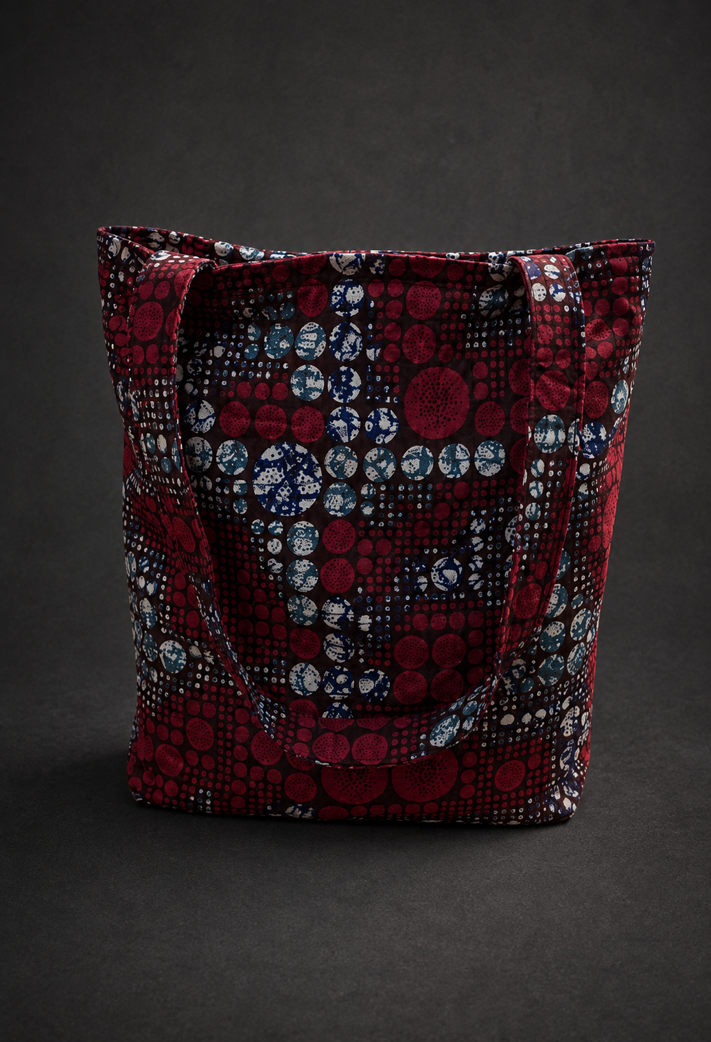 African Print Everyday Tote (Red circular-print)
