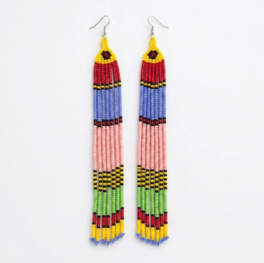 Colourful Beaded Fringe Earrings