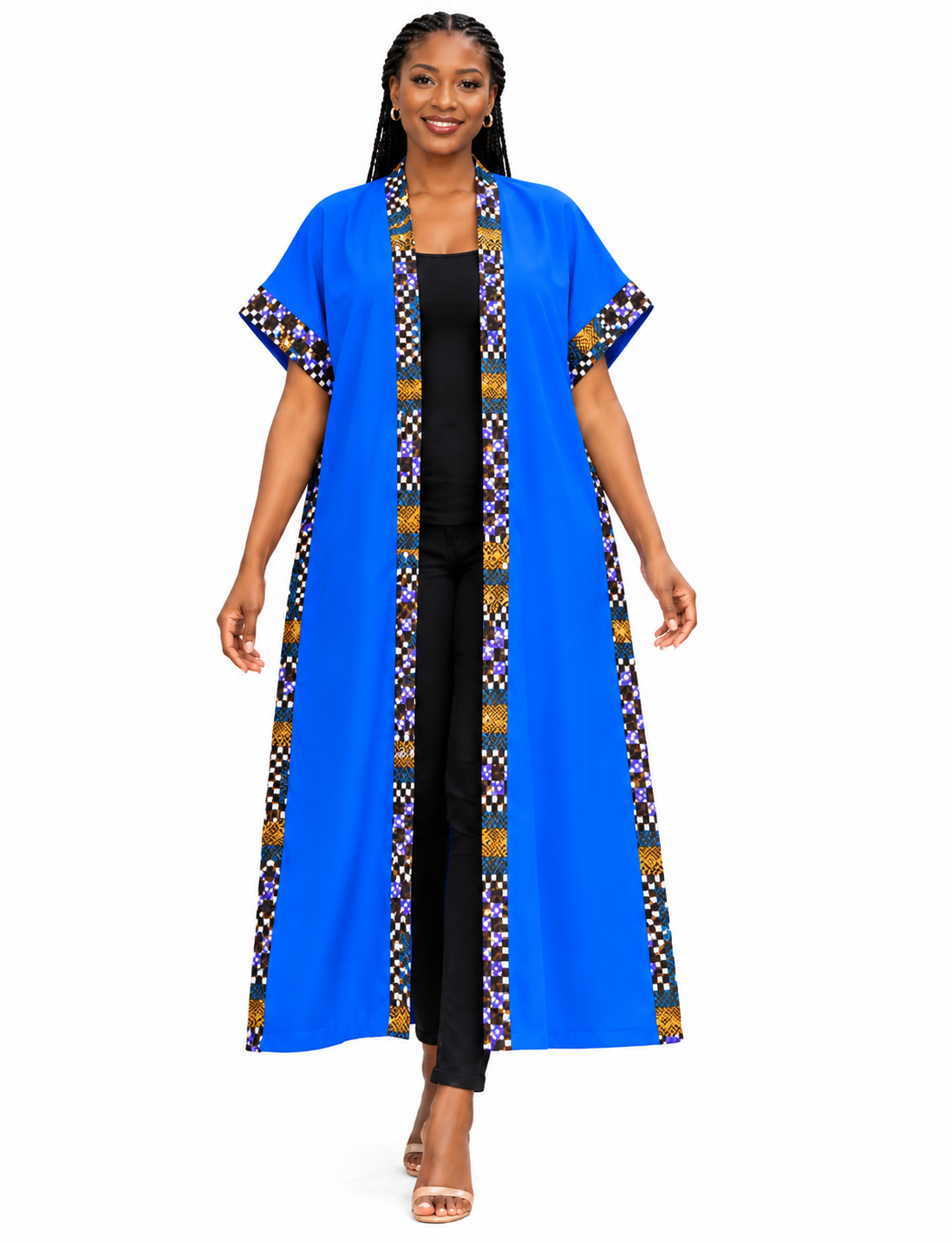 Royal Blue African-Print Kimono
