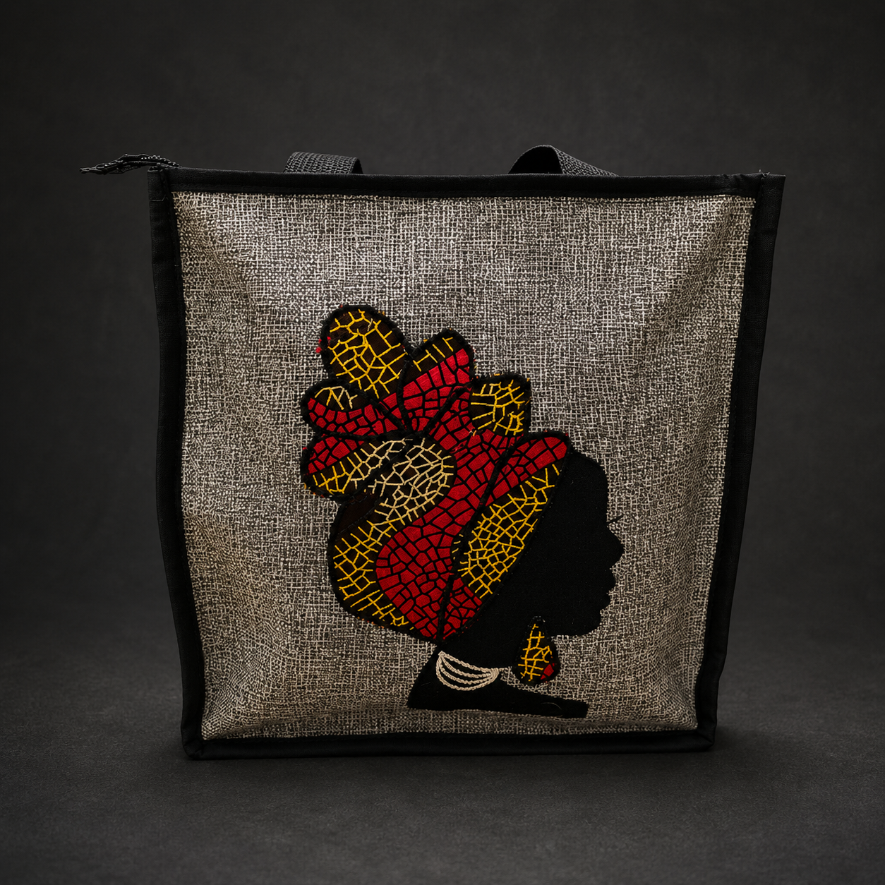 African Print Tote Bag (grey)