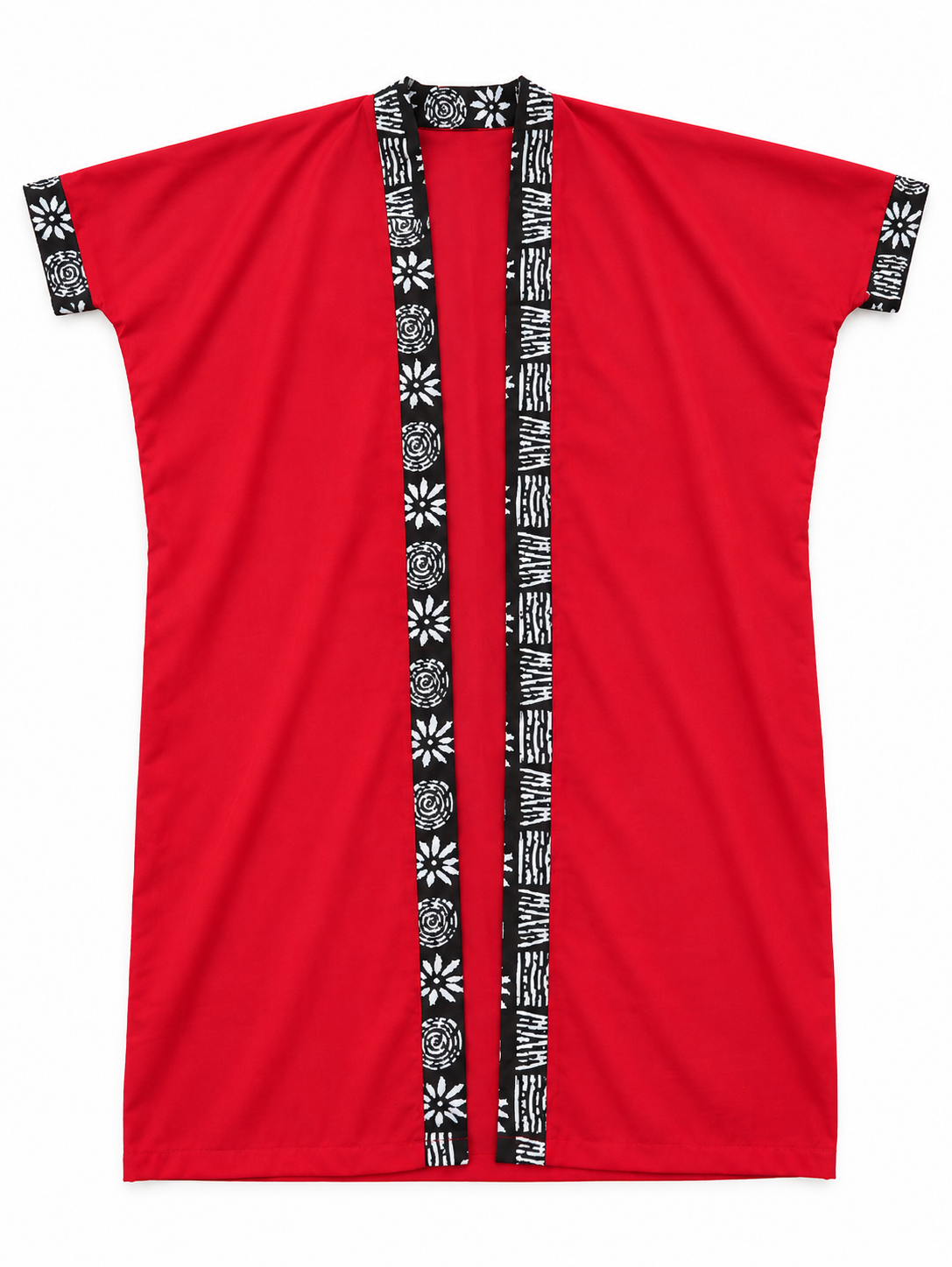 Red African Print Kimono