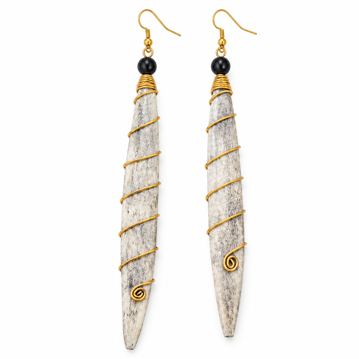 Handcrafted Bone & Brass Earrings