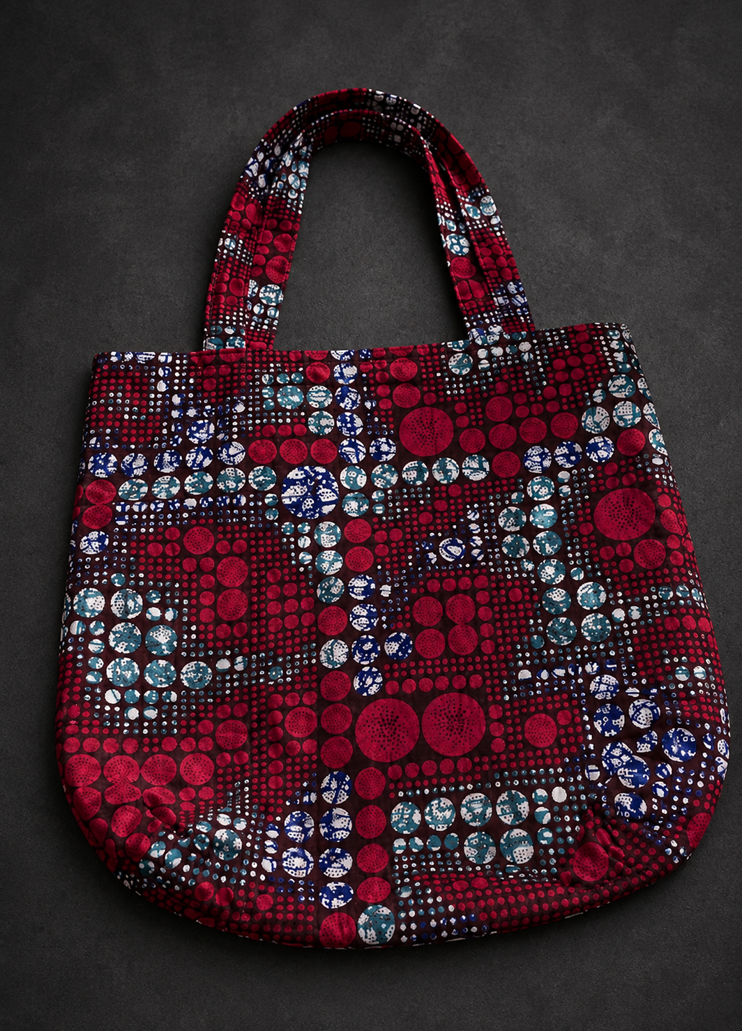 African Print Everyday Tote (Red circular-print)2.png