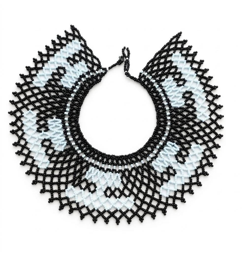 Monochrome Web Beaded Collar.jfif