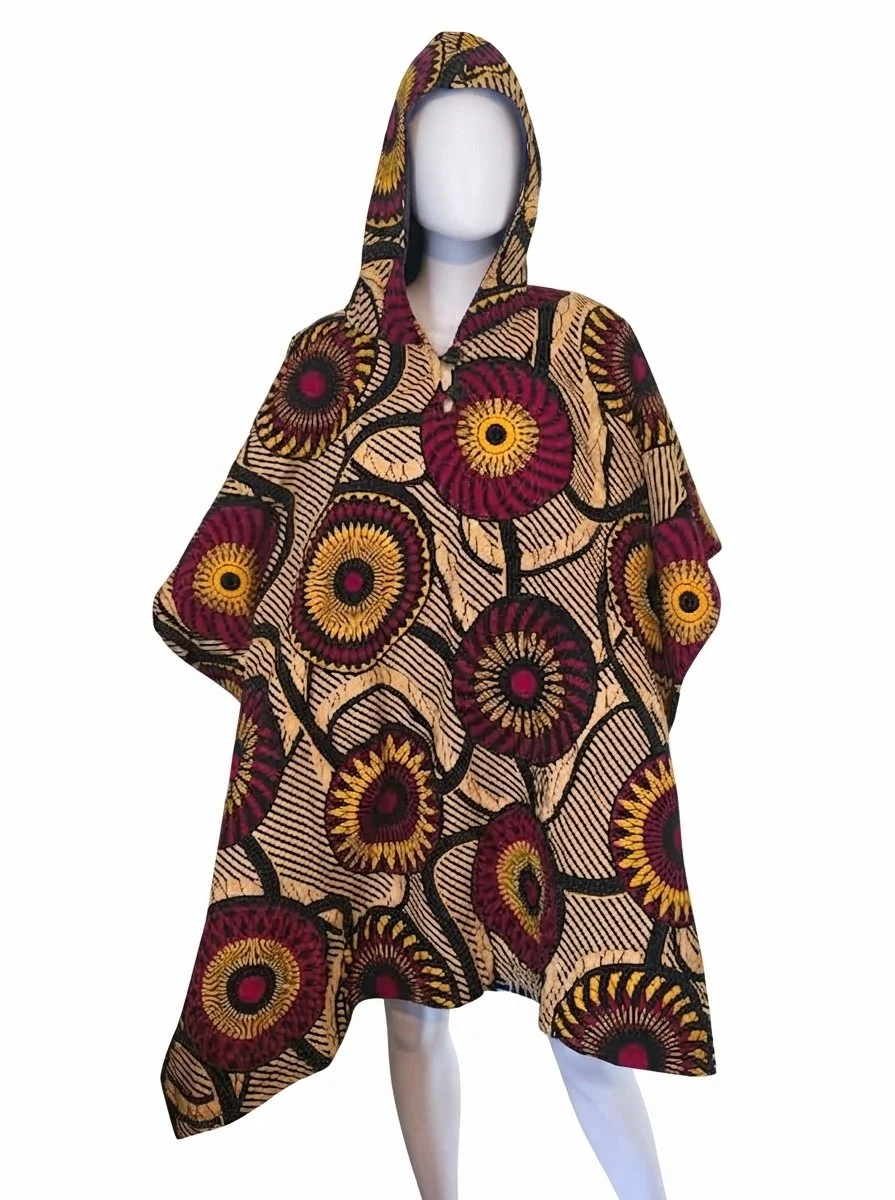African Print Hooded Poncho