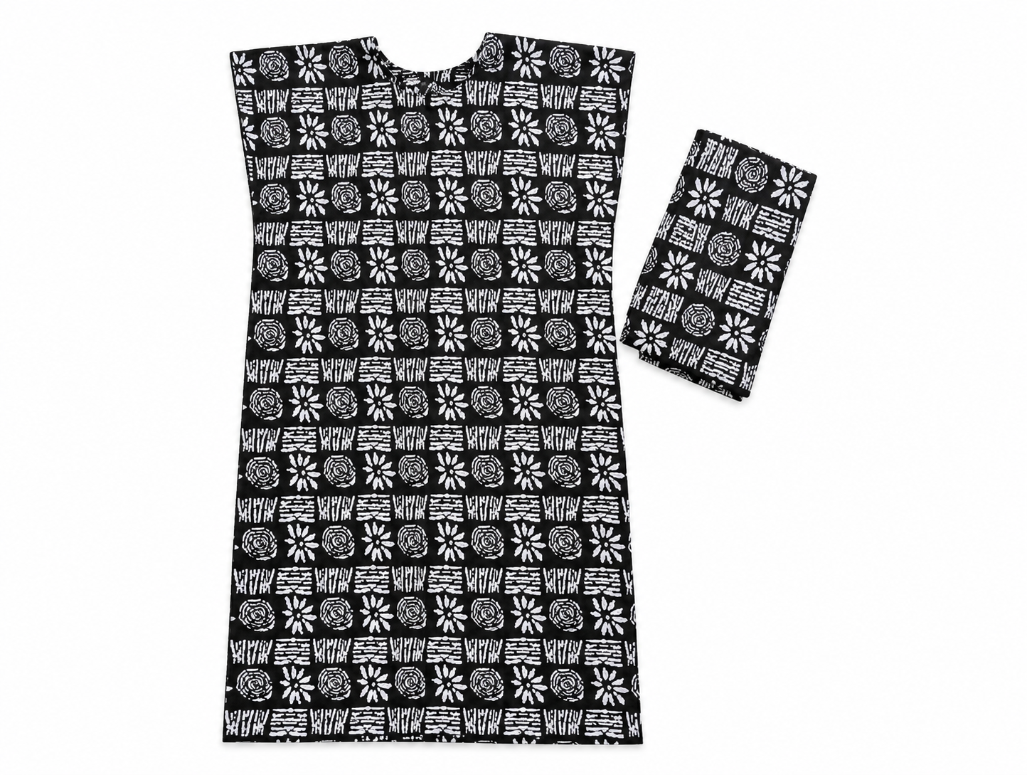 African Print Butterfly Dress with Matching Headscarf