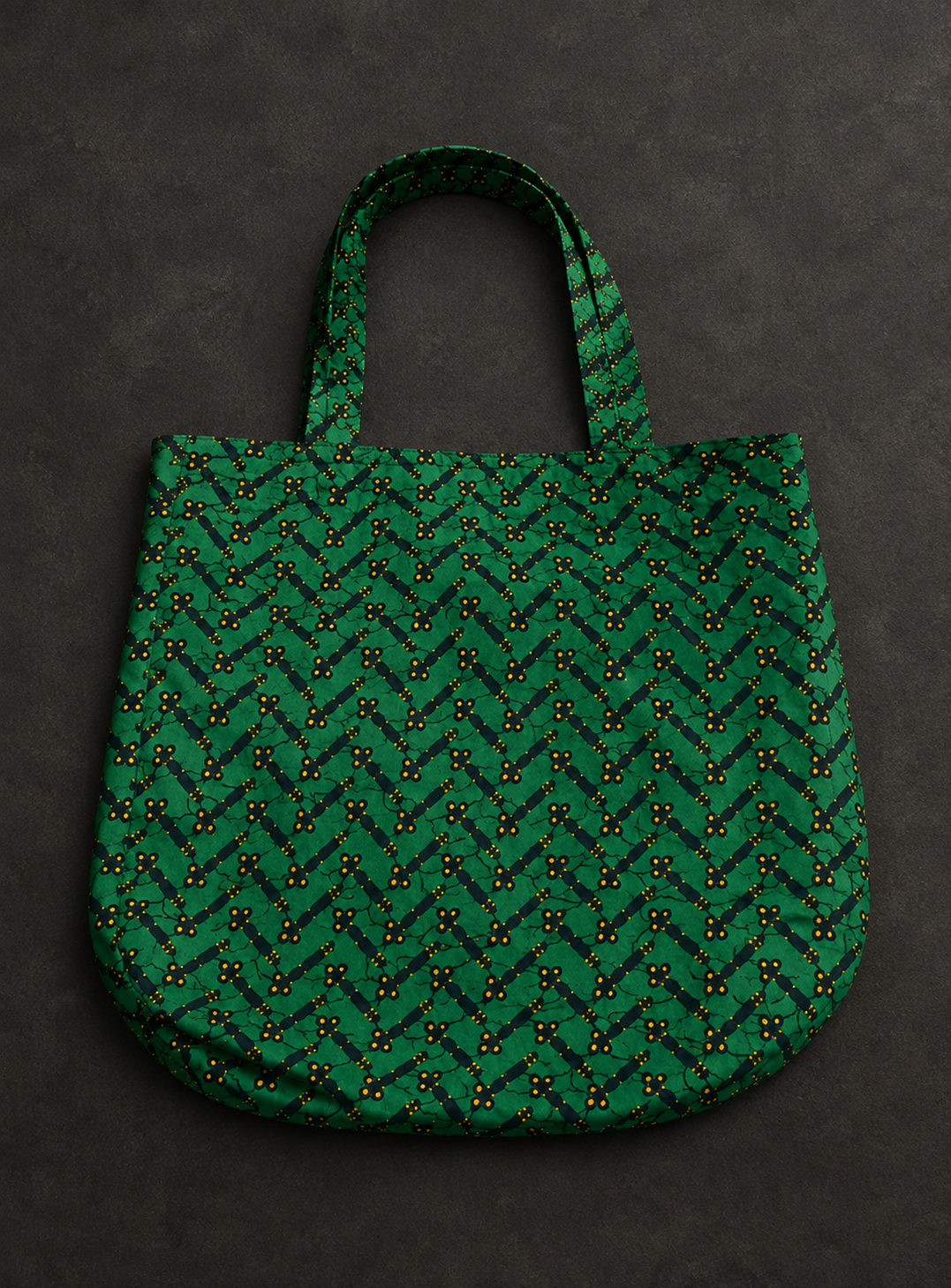 African Print Everyday Tote (Emerald Chevron)2.png