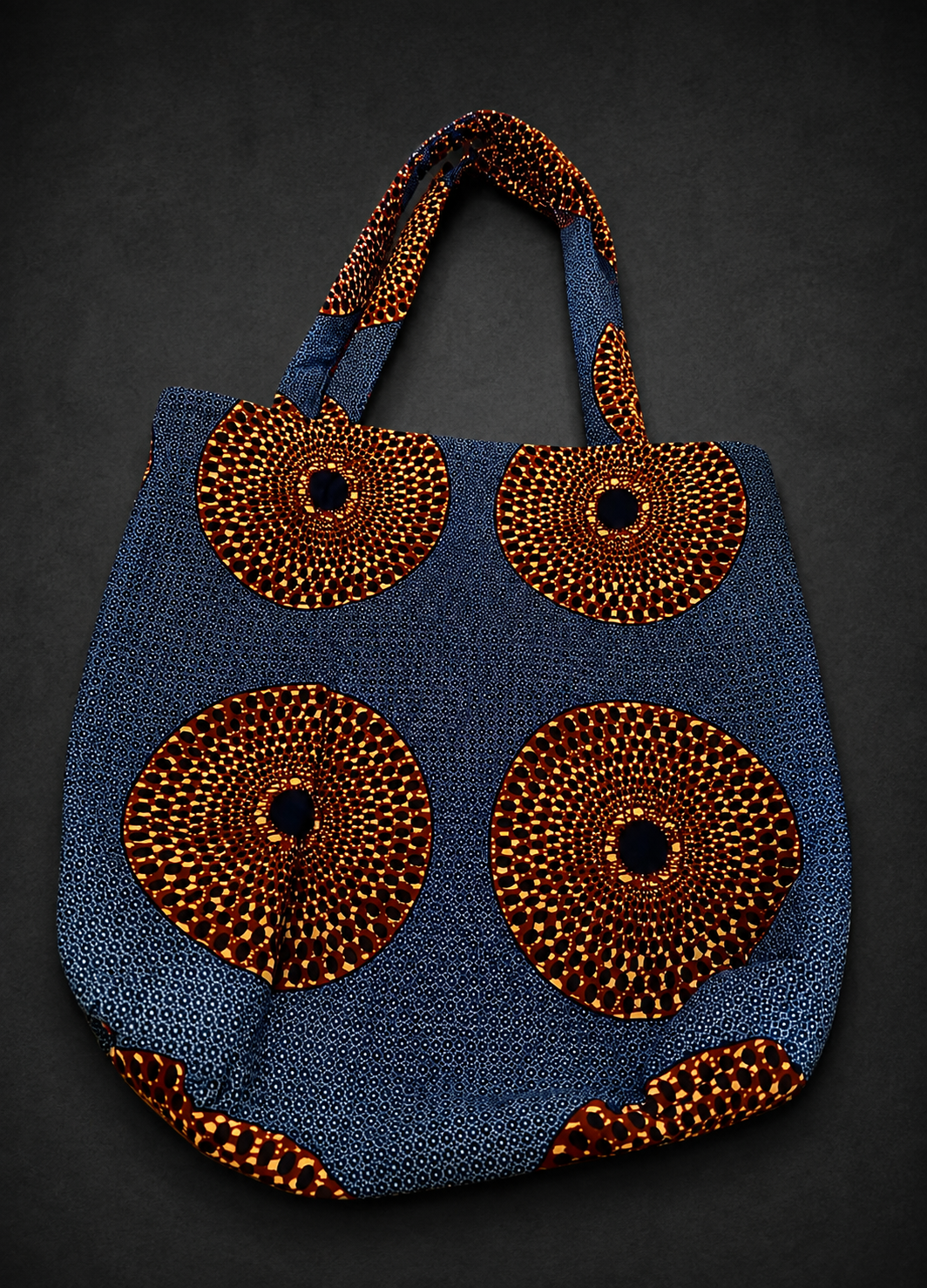 African Print Everyday Tote (Navy tote)2.png