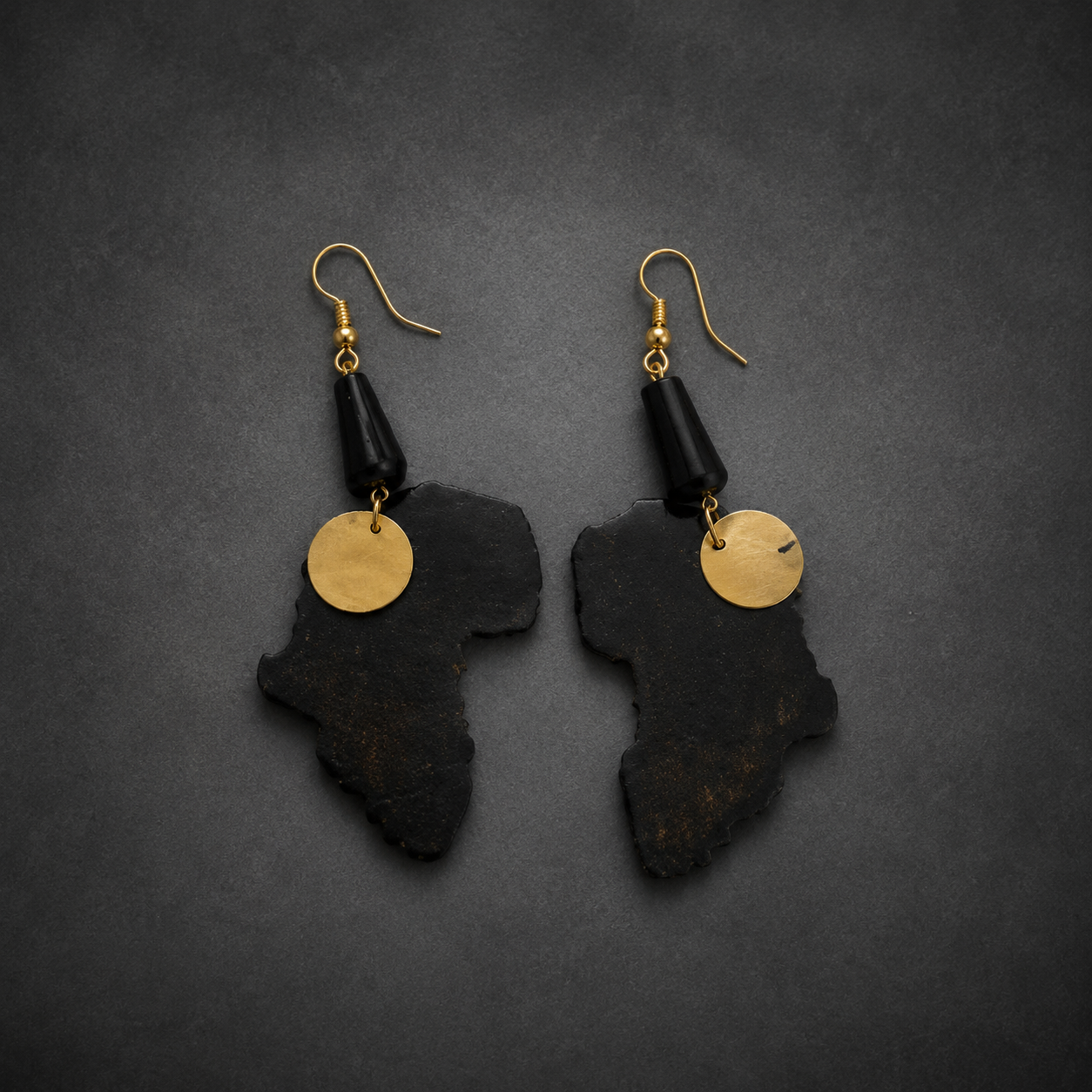 Handmade African Wood & Brass Earrings