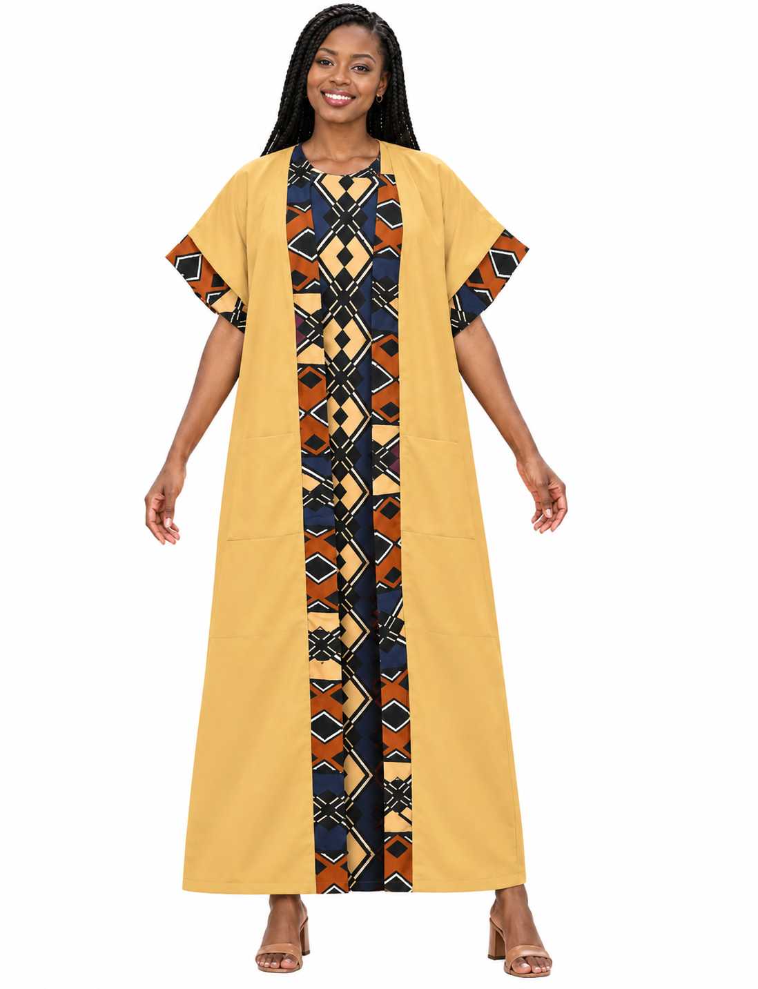 African Print Trim Kimono