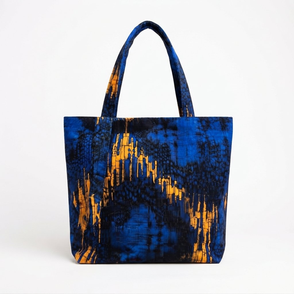 African Print Everyday Tote (Royal-blue)