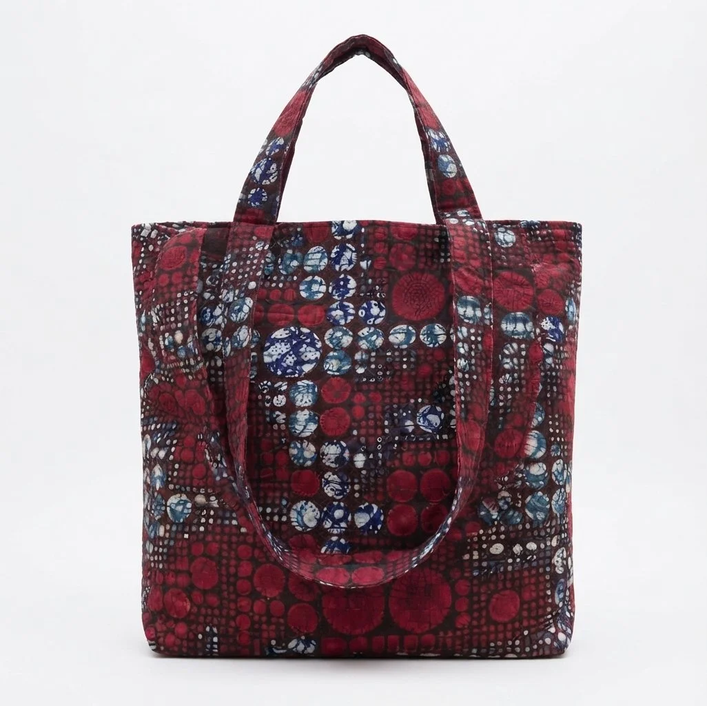 African Print Everyday Tote (Red circular-print)