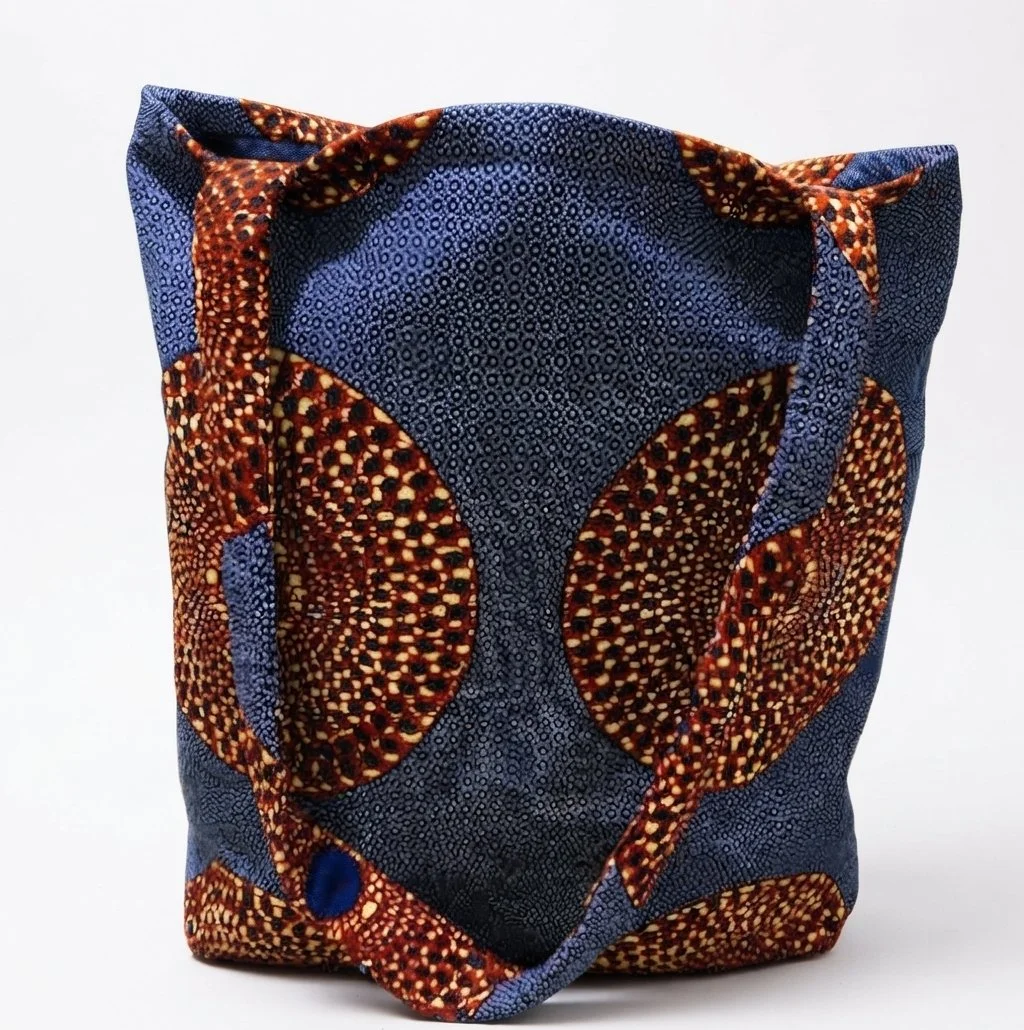 African Print Everyday Tote (Navy tote)