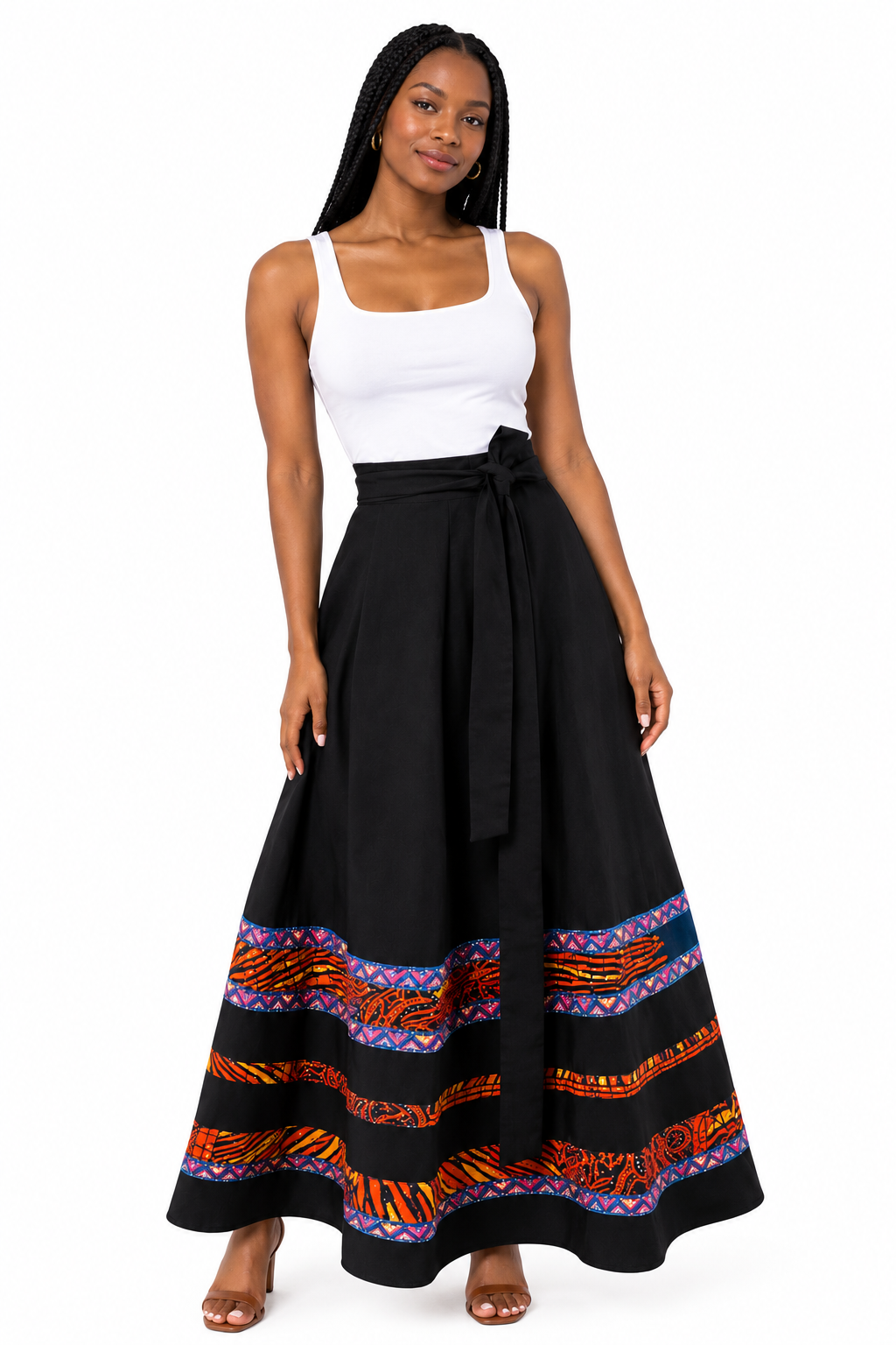 African Print Wrap Maxi Skirt