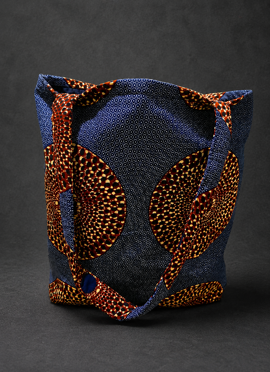 African Print Everyday Tote (Navy tote)