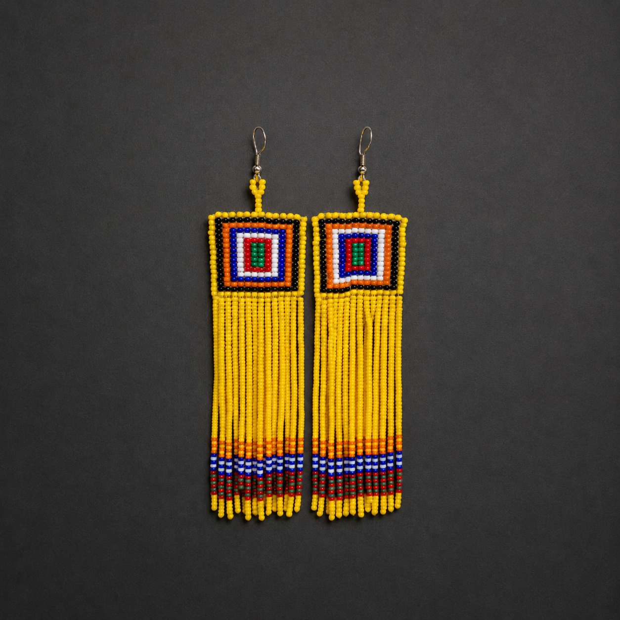 Handcrafted African Beaded Fringe Earrings