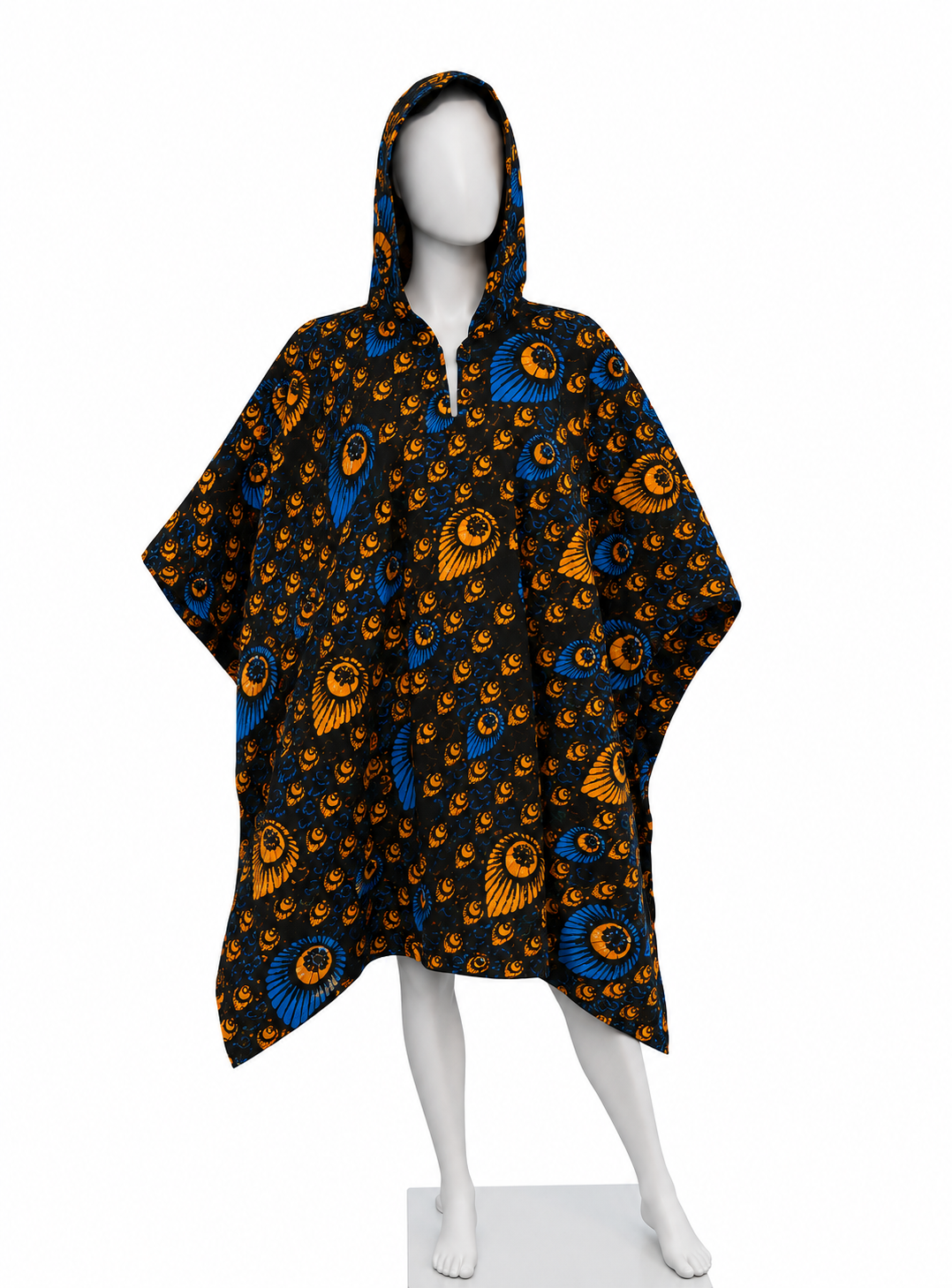 African Print Hooded Poncho