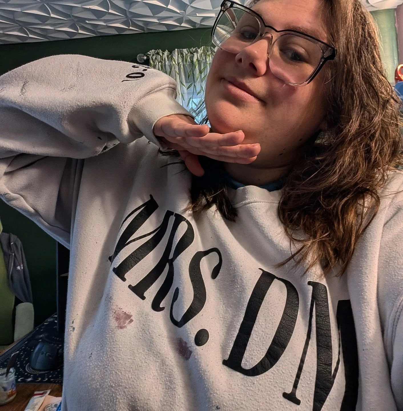 One of my favorite things from our wedding was this sweatshirt I had made for myself to keep warm while I was getting ready. (Late October mornings are COLD here in PA, y'all.) 
All of our guests who don't play thought it was cute I was getting my h