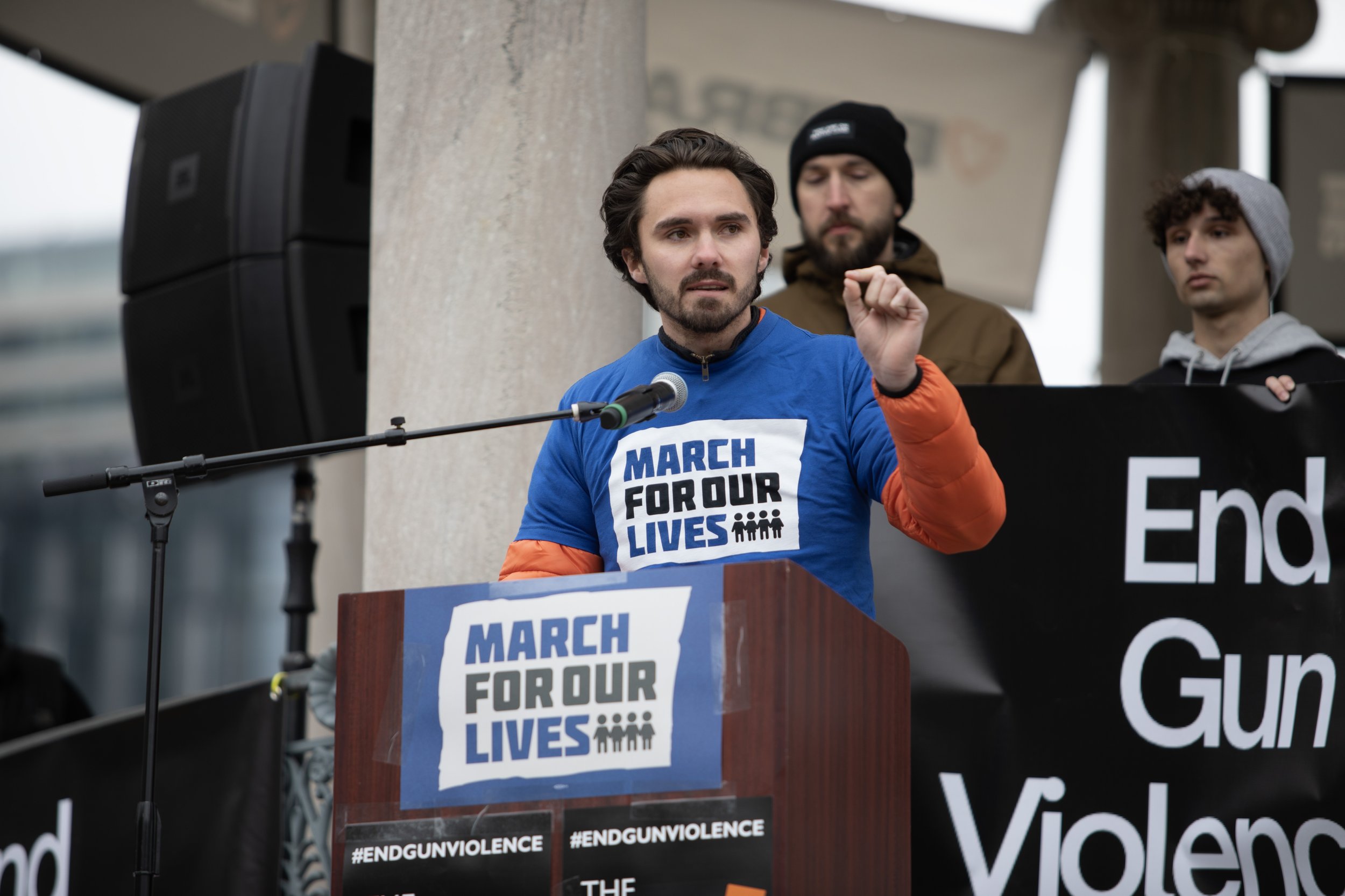 BOSTON, MA–3.25.23–David Hogg speaks to a crowd on the Boston Common at the March for Our Lives protest.