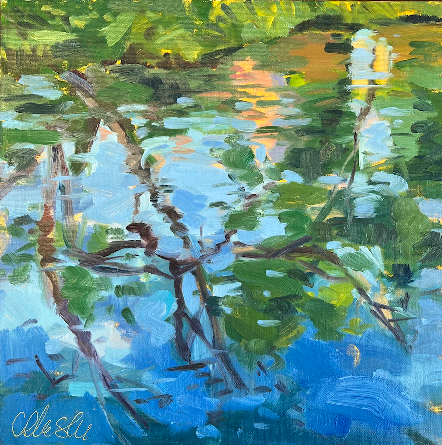 Colleen Gleason Shull, Dusk River, 12” x 12”, Oil on Linen