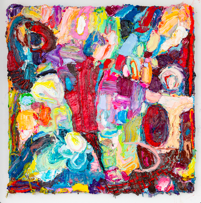 Dena Novak. My Body's Deep Blood. Oil on panel. 30 x 30 inches.