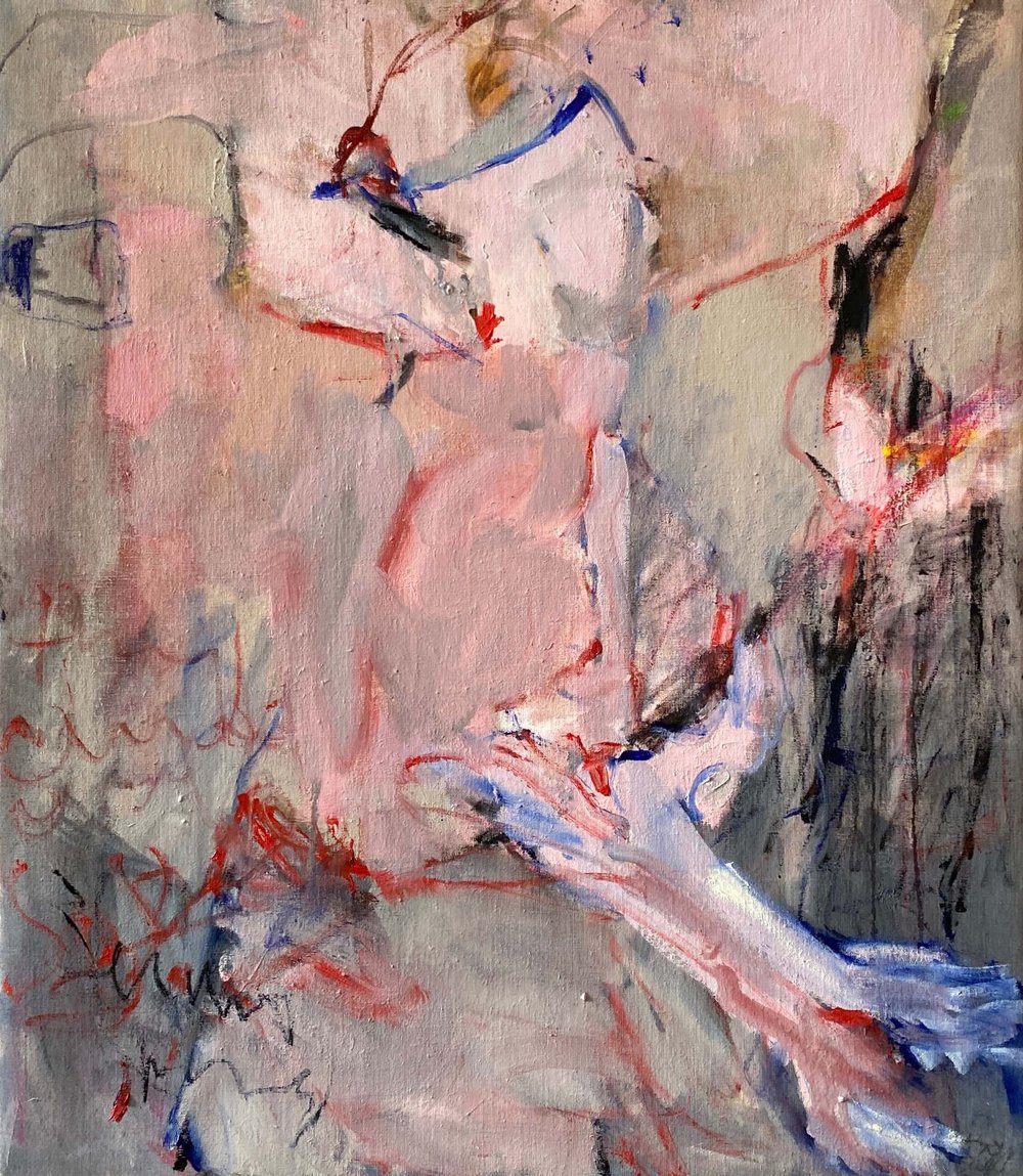 Petra Schott. Rituals. Oil on canvas. 27.6 x 23.6 inches.