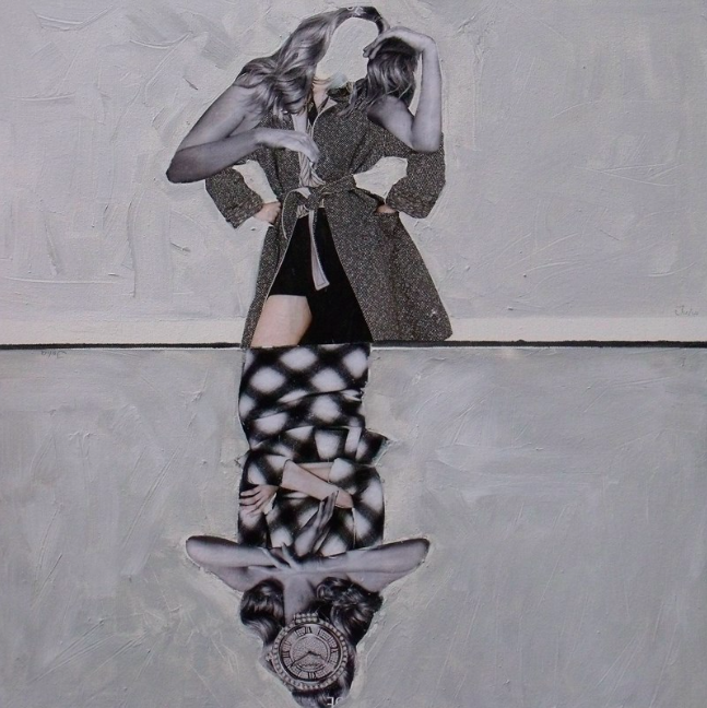 Julia Hacker. Psychology of a Woman. Mixed media on canvas. 20" x 20"