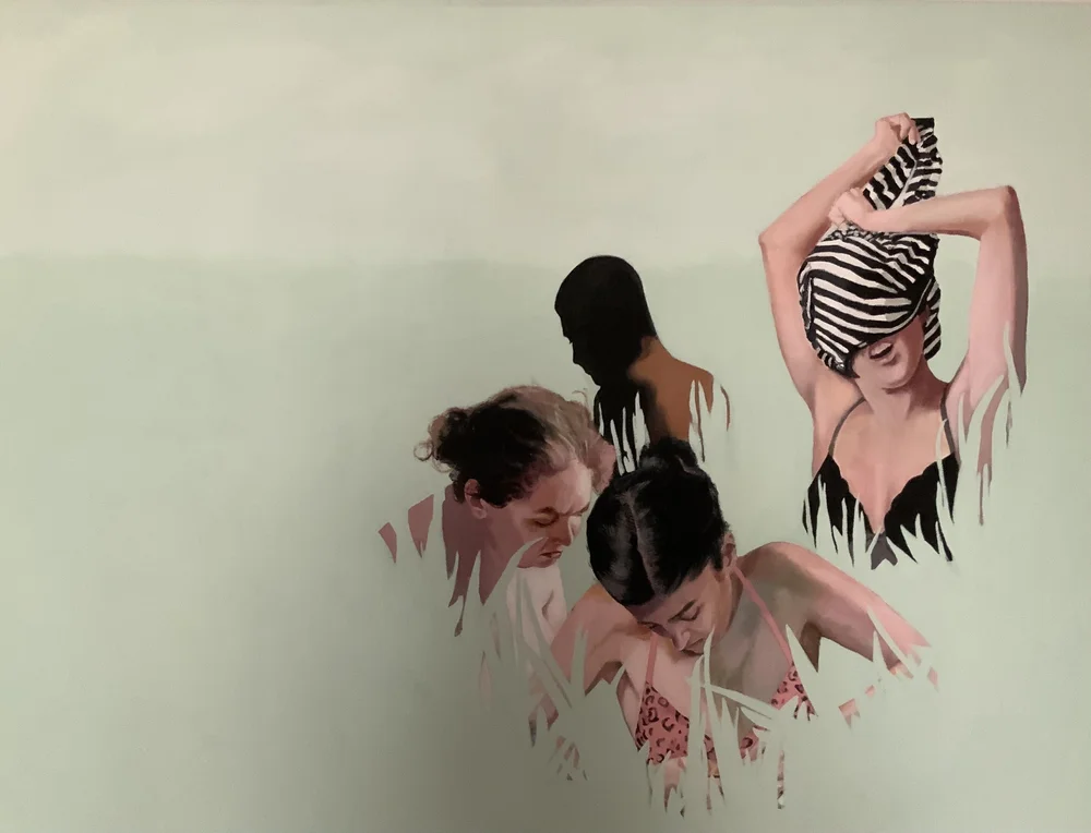 Golnaz Kiany. Looking Happiness. Acrylic on canvas. 36 x 48 inches.