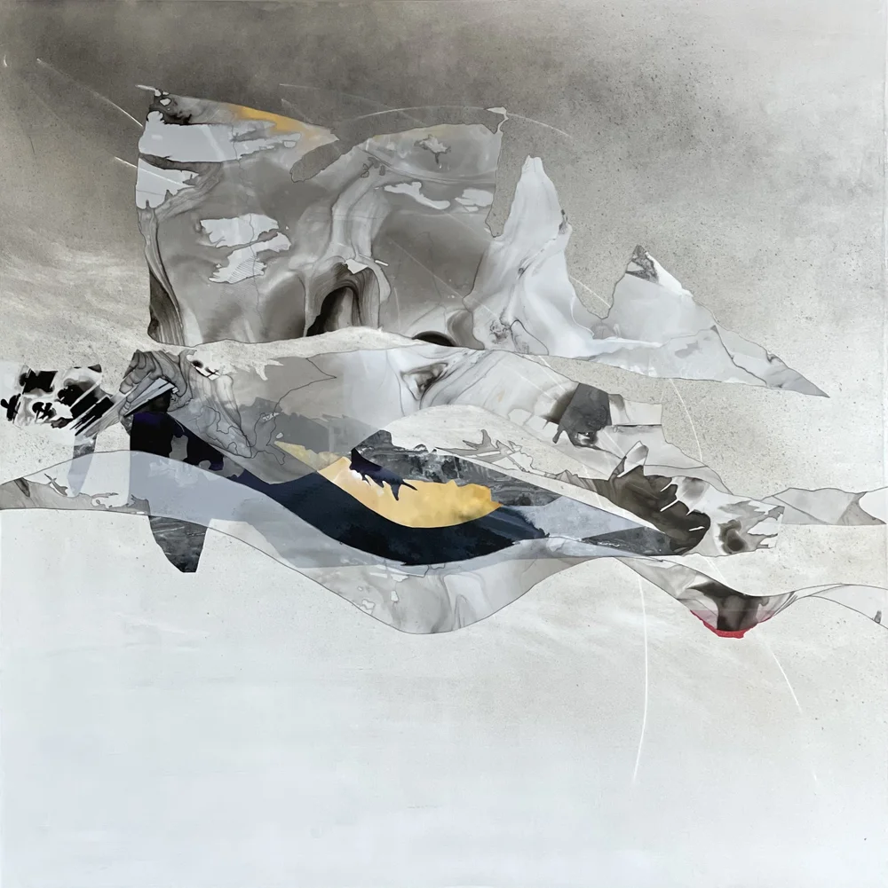 Teryl Mullock. Pangea. Acrylic and yupo on panel. 36 x 36 inches.