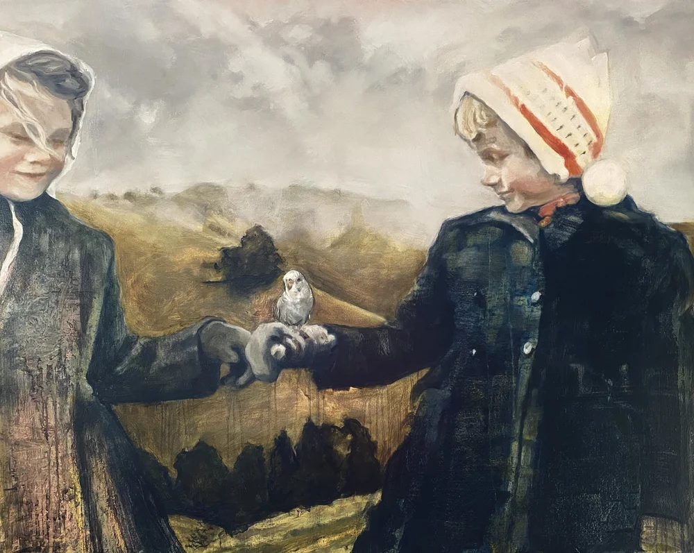 Andrea Sinclair. Three Little Birds. Oil on canvas. 23.6 x 35.4 inches.