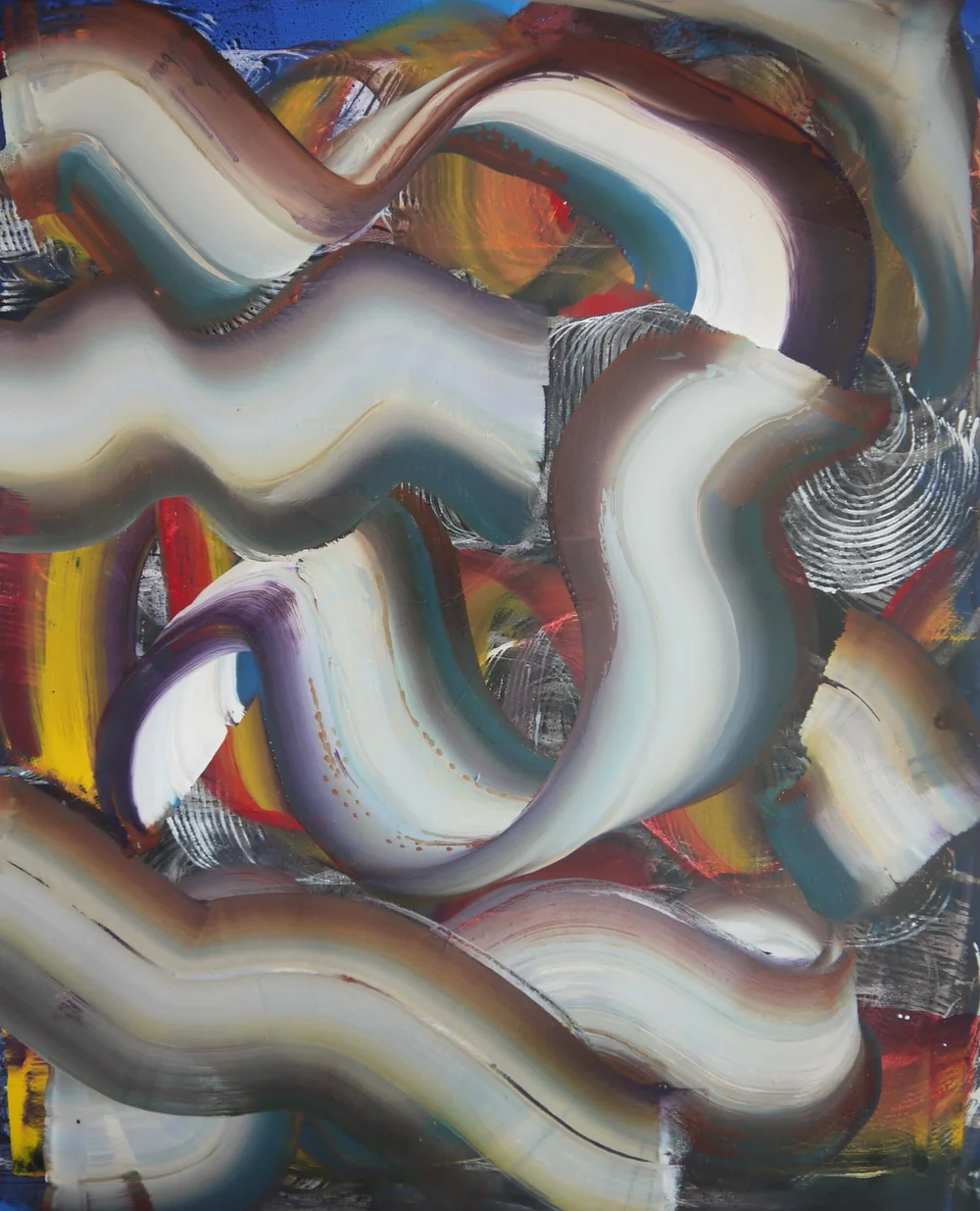 Isabela Castelan. BELEM. Ink, acrylic &amp; household gloss paint on 400 gsm watercolor paper. 59.1 x 47.2 in.